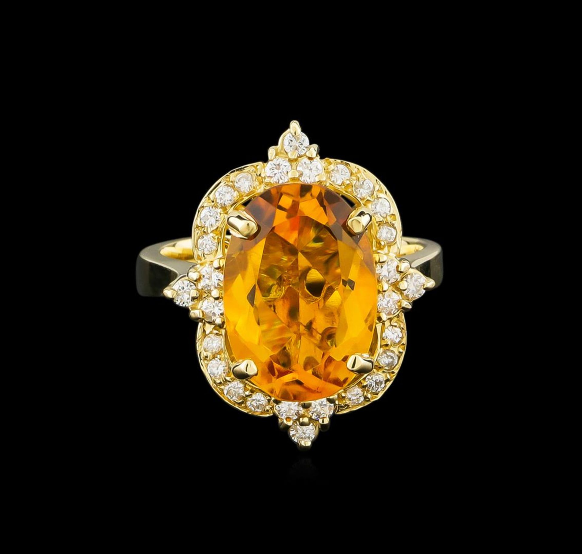 5.25 ctw Citrine and Diamond Ring - 14KT Yellow Gold - Image 2 of 4