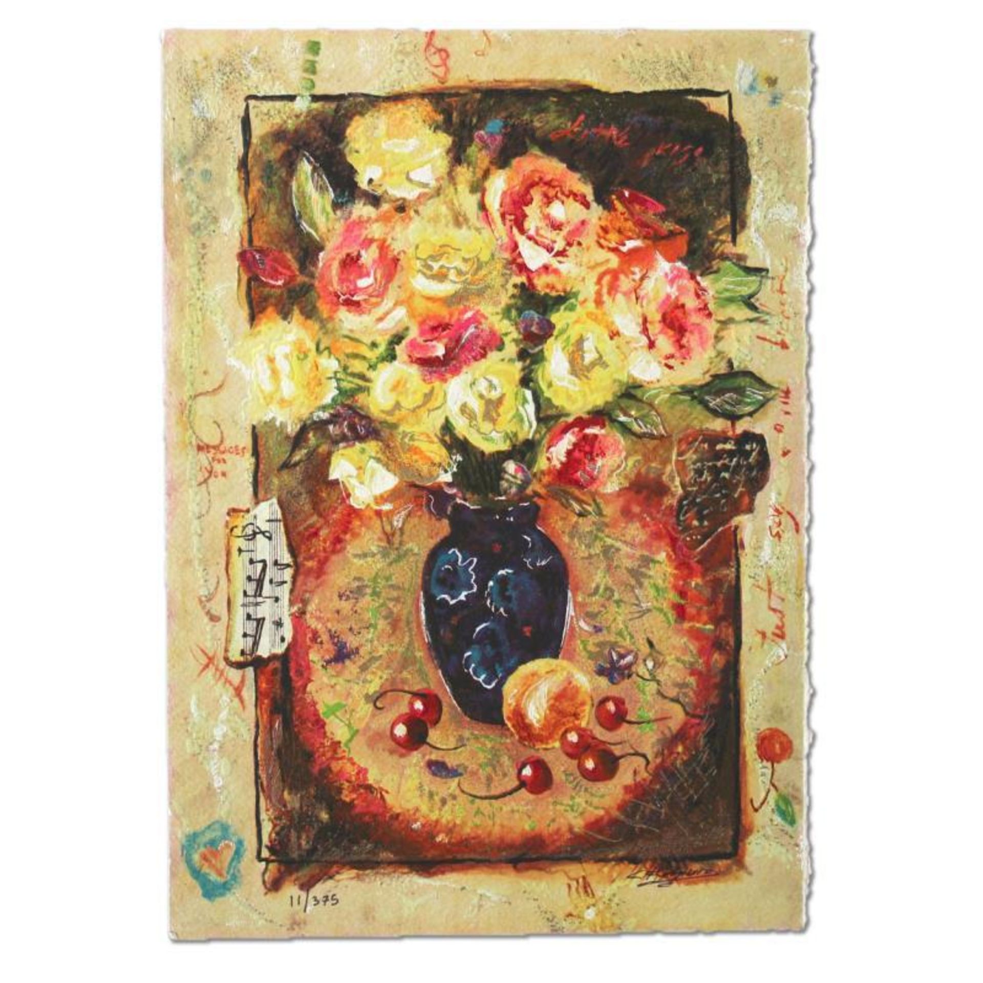 Sergey Kovrigo, "Sunshine Roses" Hand Signed Limited Edition Serigraph with Lett