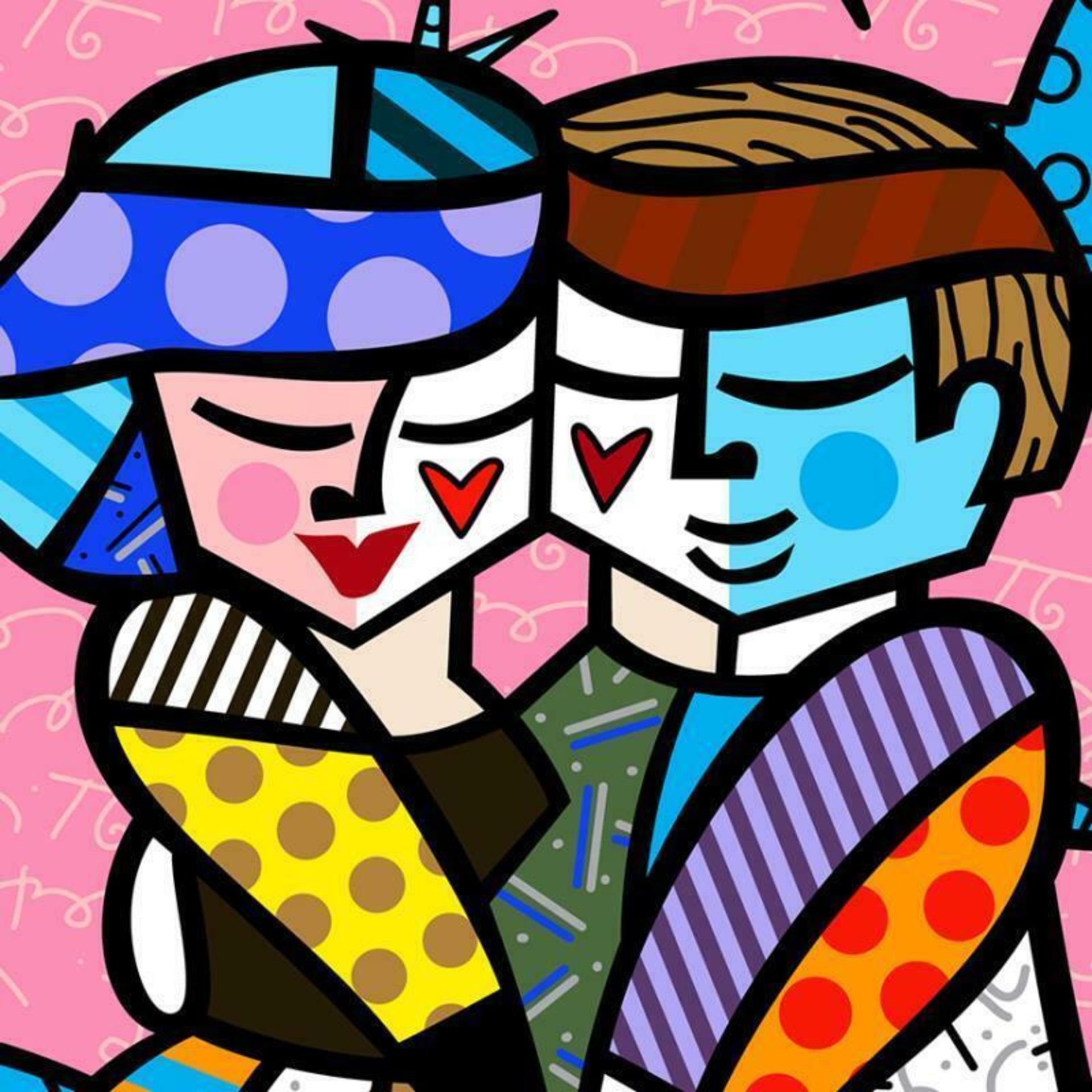 Romero Britto "Pretty In Pink Mini" Hand Signed Giclee on Canvas; Authenticated - Image 2 of 2