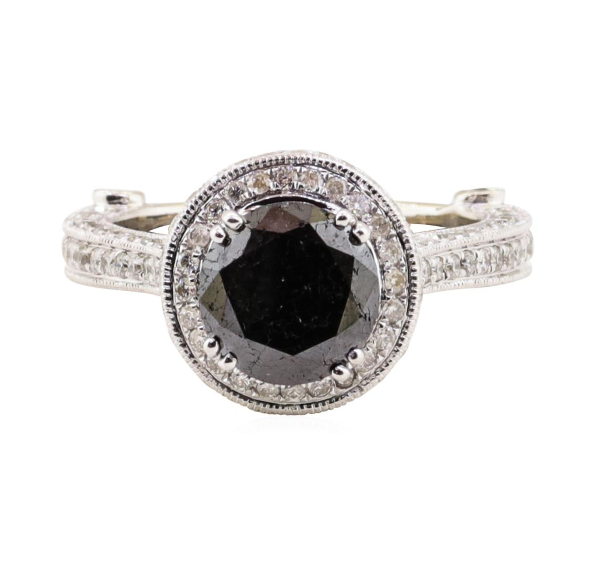 2.40ct Black Diamond and Diamond Ring - 14KT White Gold