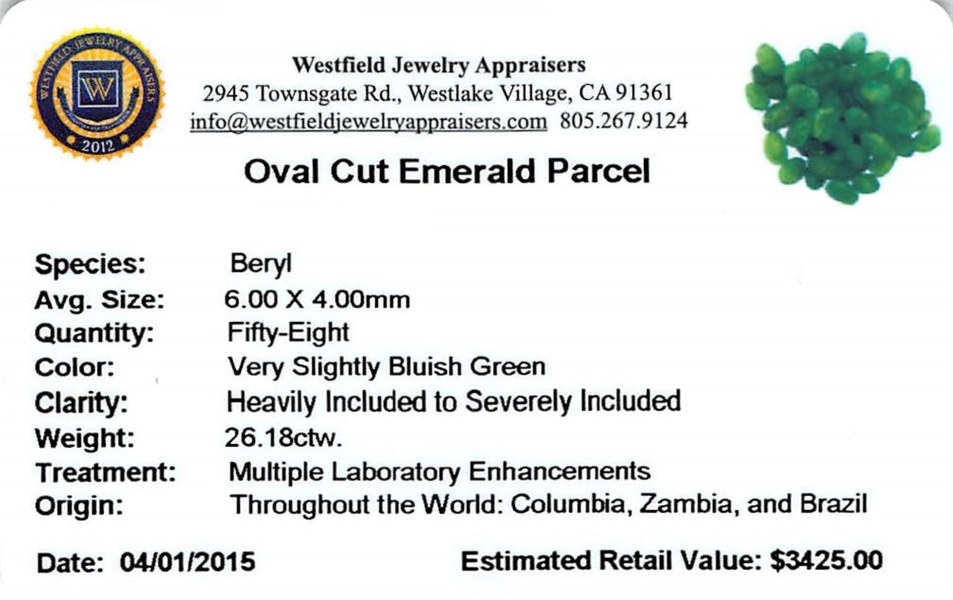 26.18 ctw Oval Mixed Emerald Parcel - Image 2 of 2