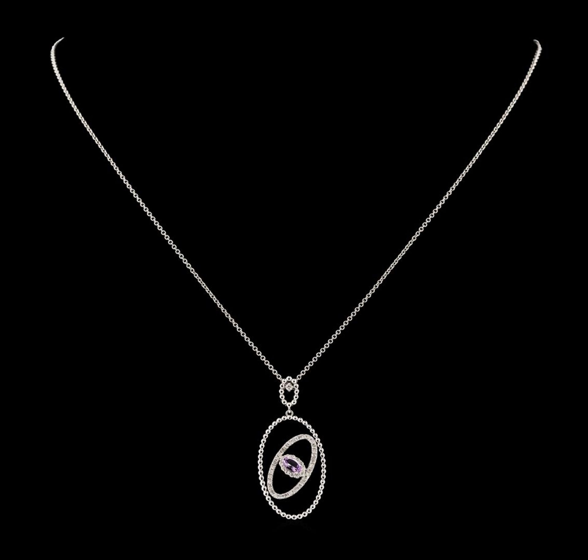 0.25 ctw Morganite and Diamond Pendant With Chain - 14KT White Gold