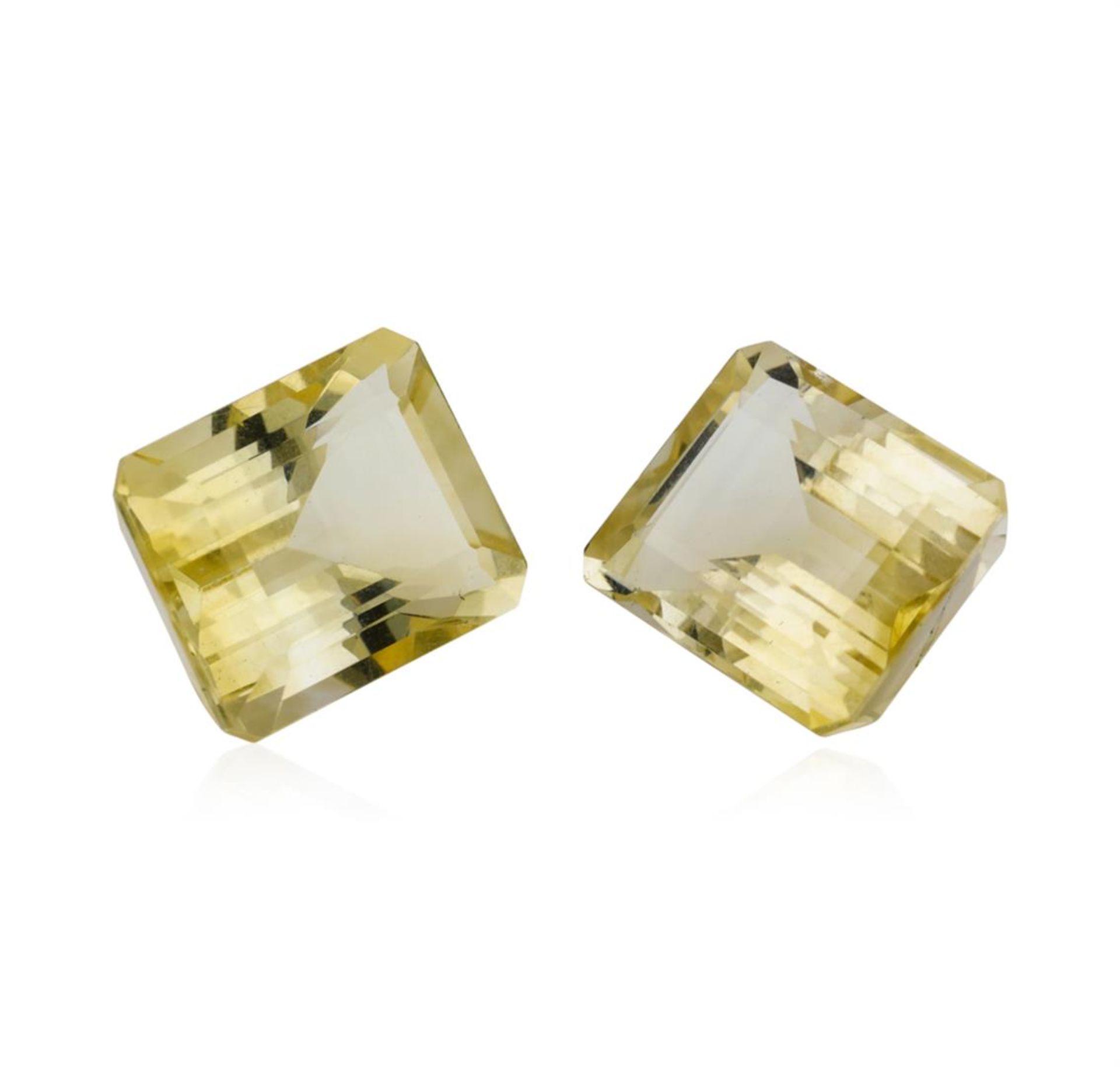 23.34ctw.Natural Emerald Cut Citrine Quartz Parcel of Two