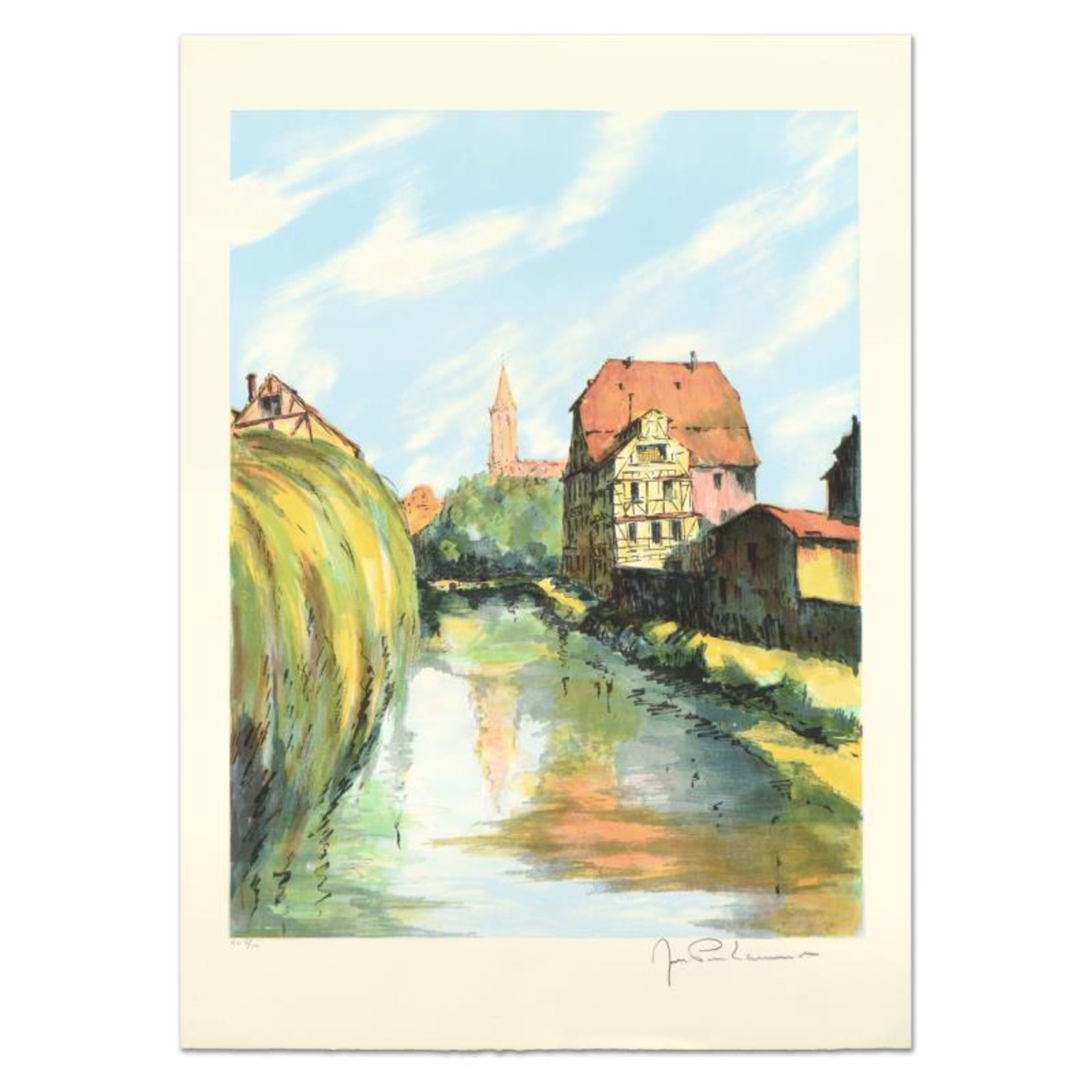 Laurant, "Village Breton" Limited Edition Lithograph, Numbered and Hand Signed.