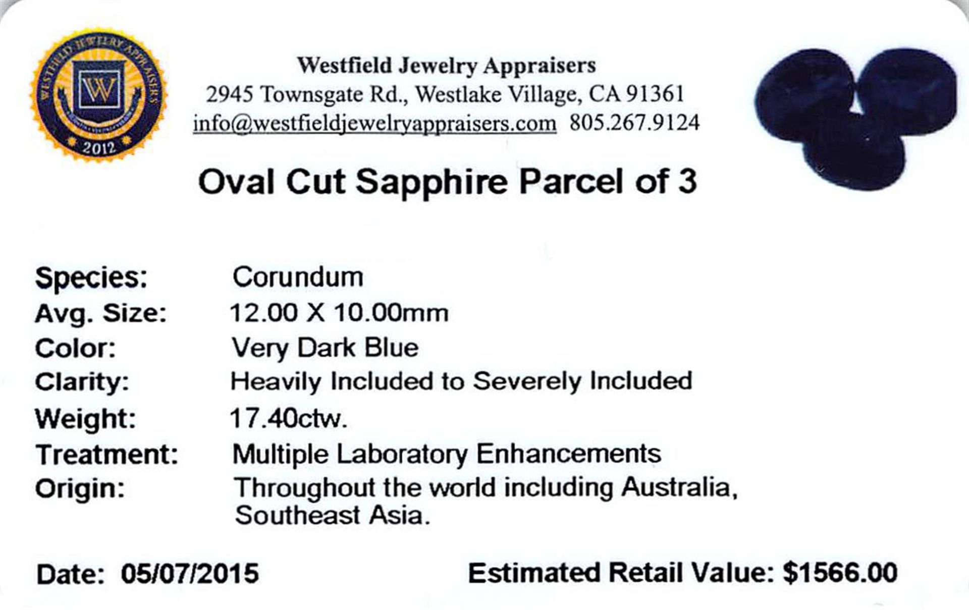 17.4ctw Oval Cut Sapphire Parcel - Image 2 of 2