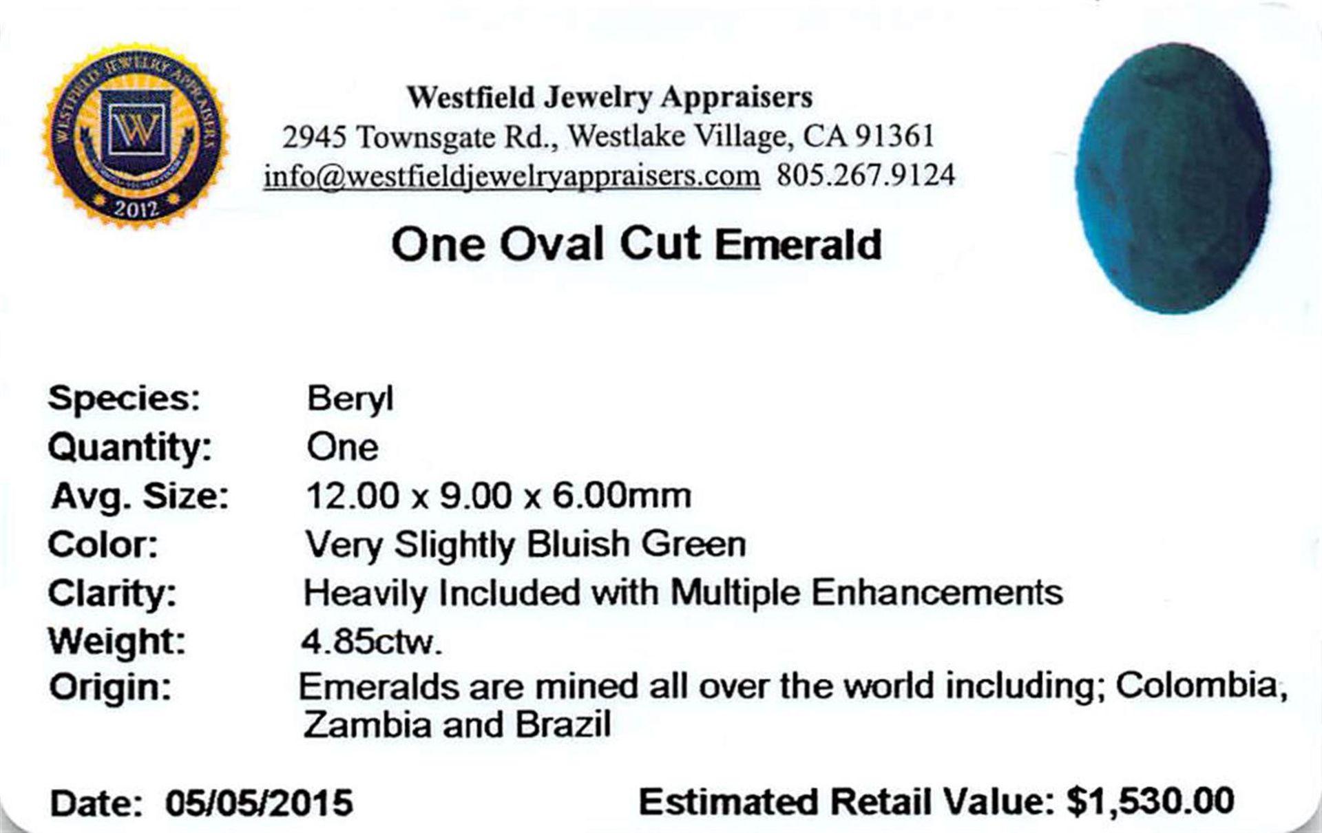 4.45ctw Oval Mixed Emerald Parcel - Image 2 of 2