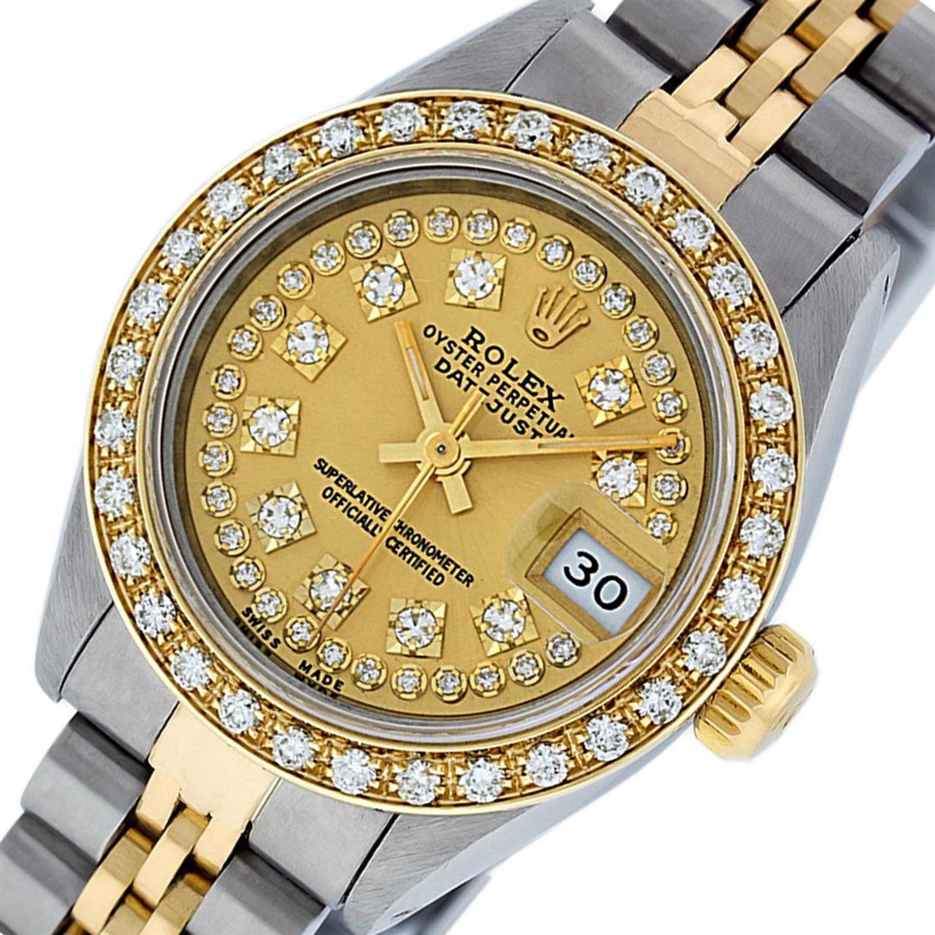 Rolex Ladies 2 Tone Champagne Diamond Oyster Perpetual Datejust Wriswatch 26MM - Image 5 of 9