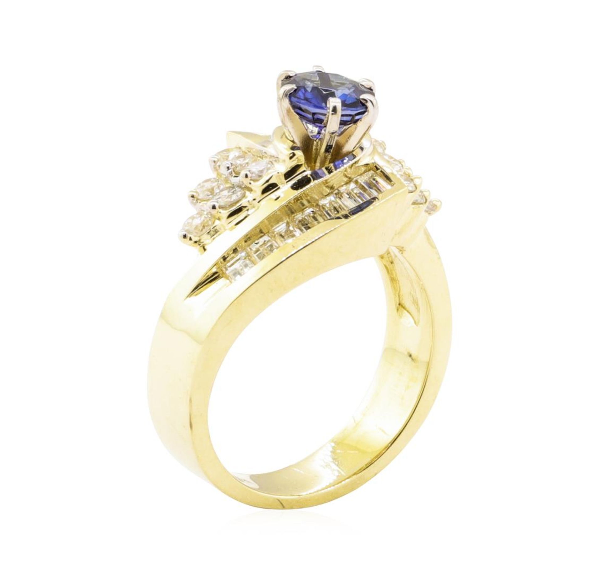 2.06 ctw Blue Sapphire And Diamond Ring - 14KT Yellow Gold - Image 4 of 5