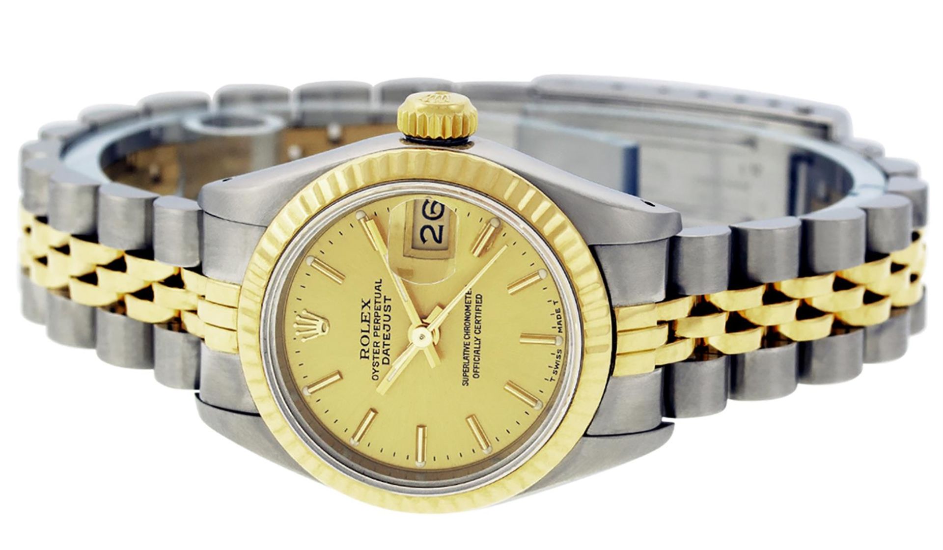 Rolex Ladies 2 Tone Champagne Index Datejust Wristwatch - Image 4 of 8