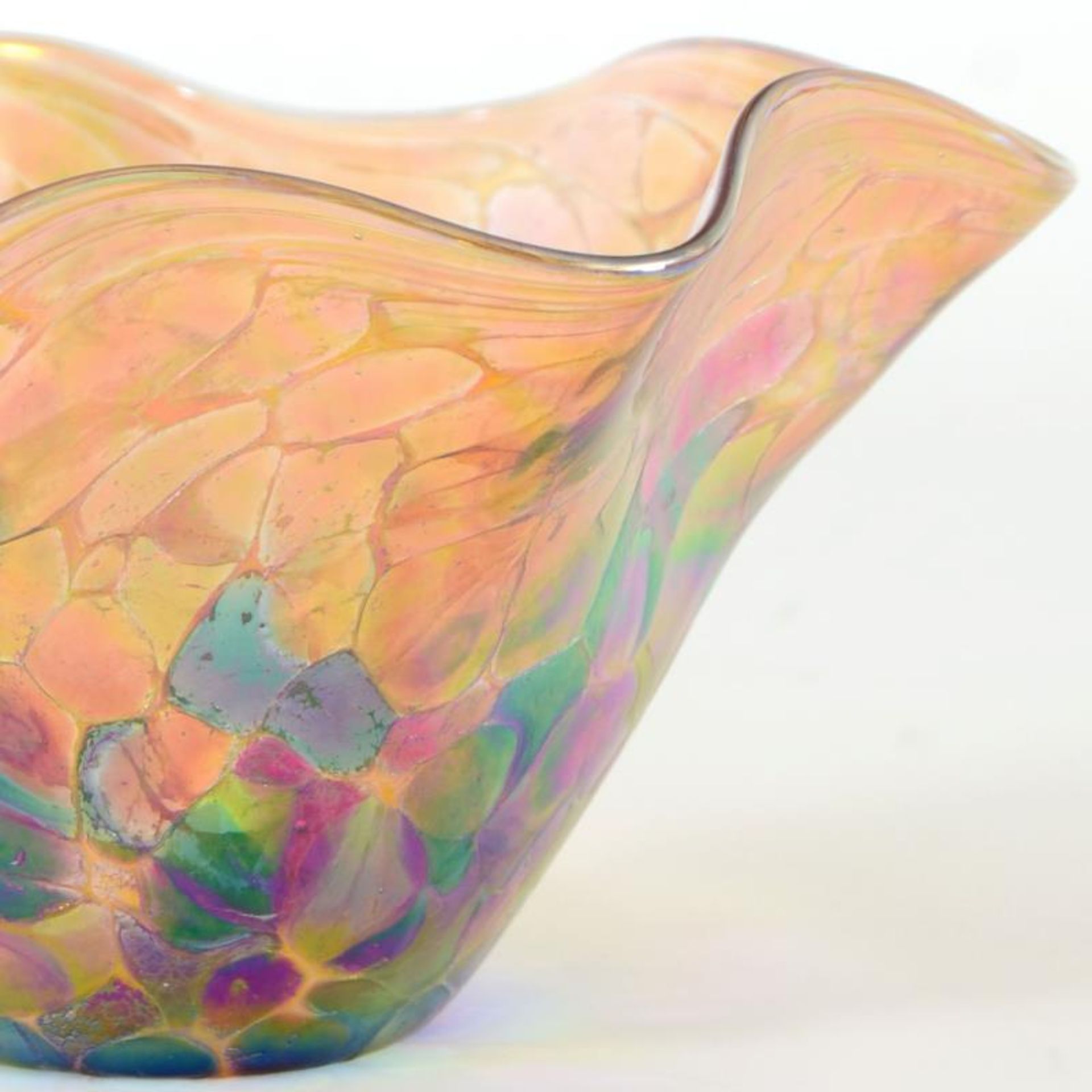 Glass Eye Studios, "Mini Wave Bowl (Island Mix)" Hand Blown Glass Sculpture (Sec - Image 2 of 2