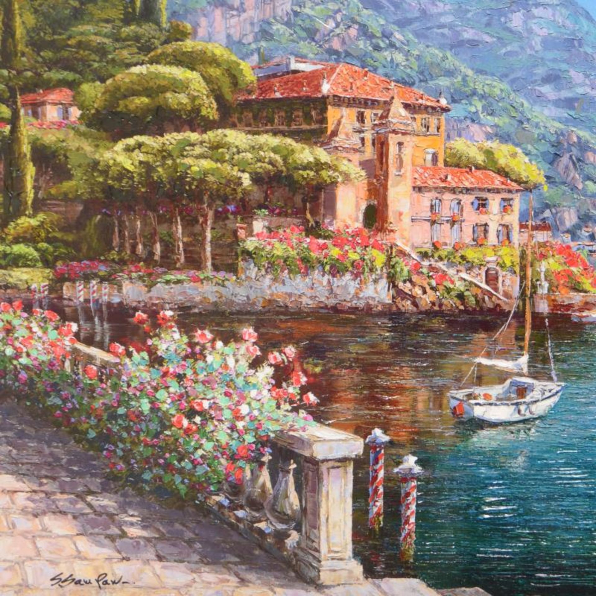 Sam Park, "Abbey Bellagio" Hand Embellished Limited Edition Serigraph on Canvas, - Image 2 of 2