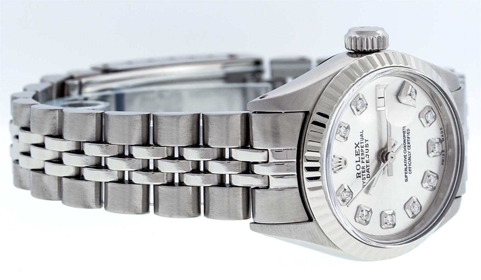 Rolex Ladies Stainless Steel Silver Diamond 26MM Datejust Wristwatch - Image 3 of 9