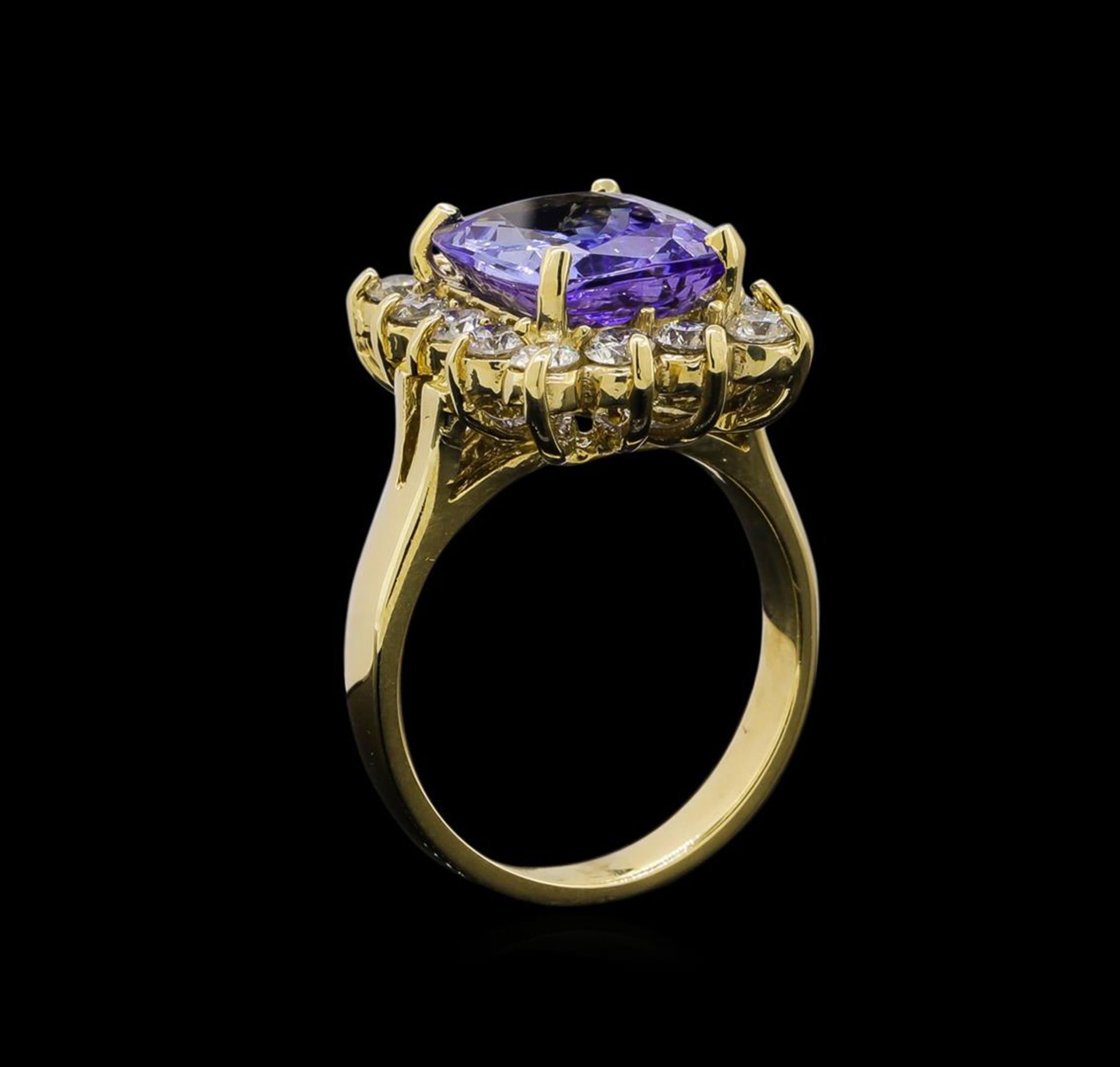 14KT Yellow Gold 5.15 ctw Tanzanite and Diamond Ring - Image 4 of 5