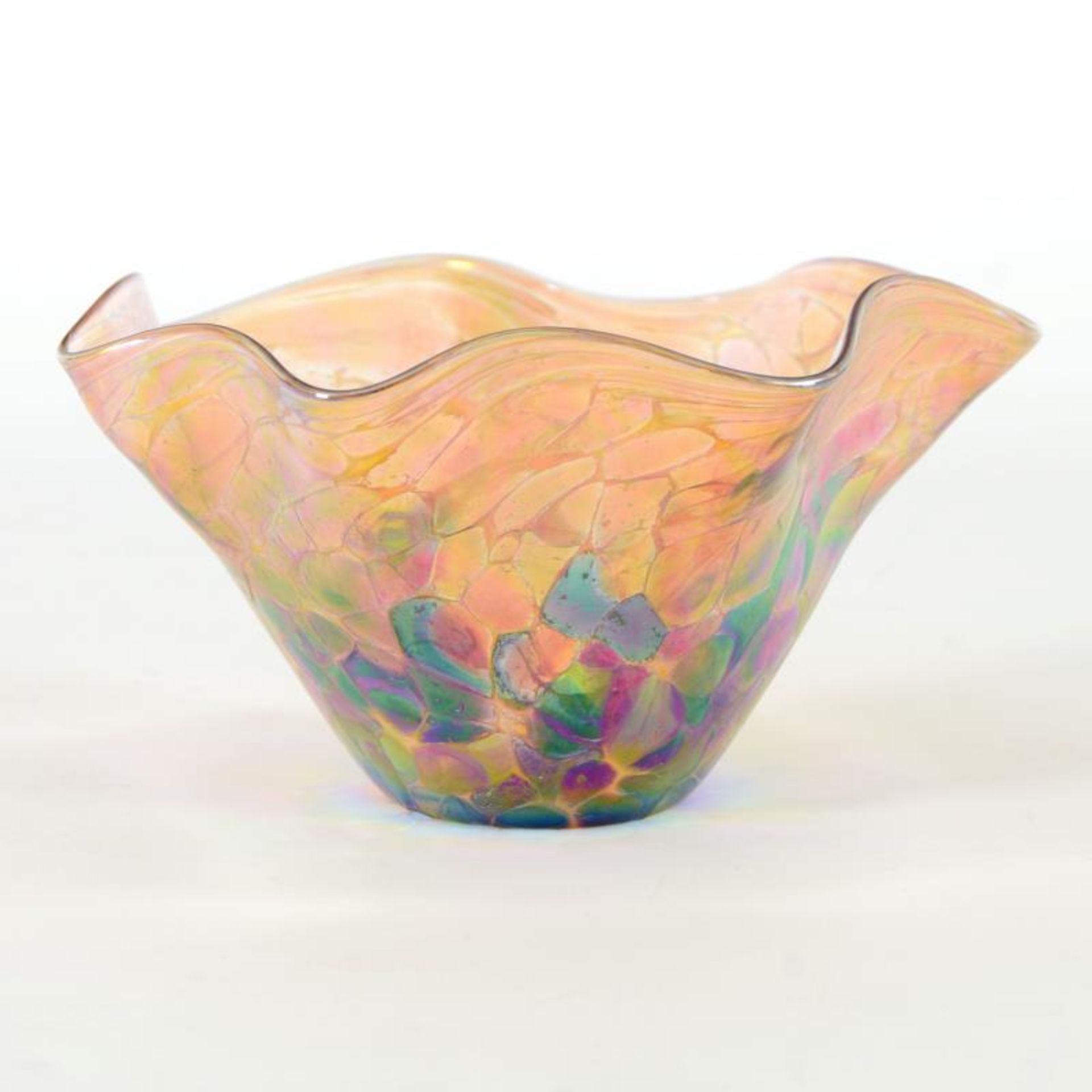 Glass Eye Studios, "Mini Wave Bowl (Island Mix)" Hand Blown Glass Sculpture (Sec