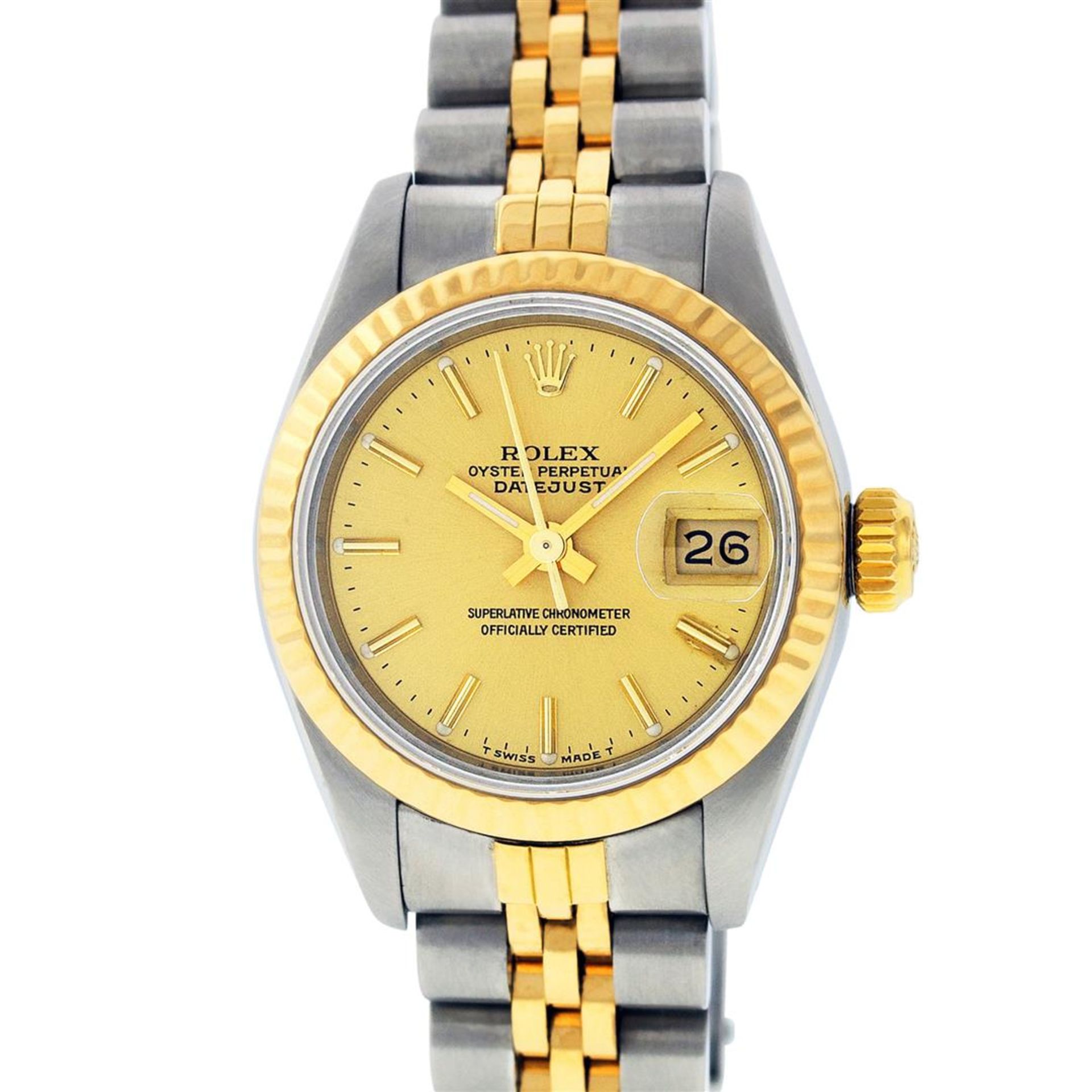Rolex Ladies 2 Tone Champagne Index Datejust Wristwatch - Image 2 of 8