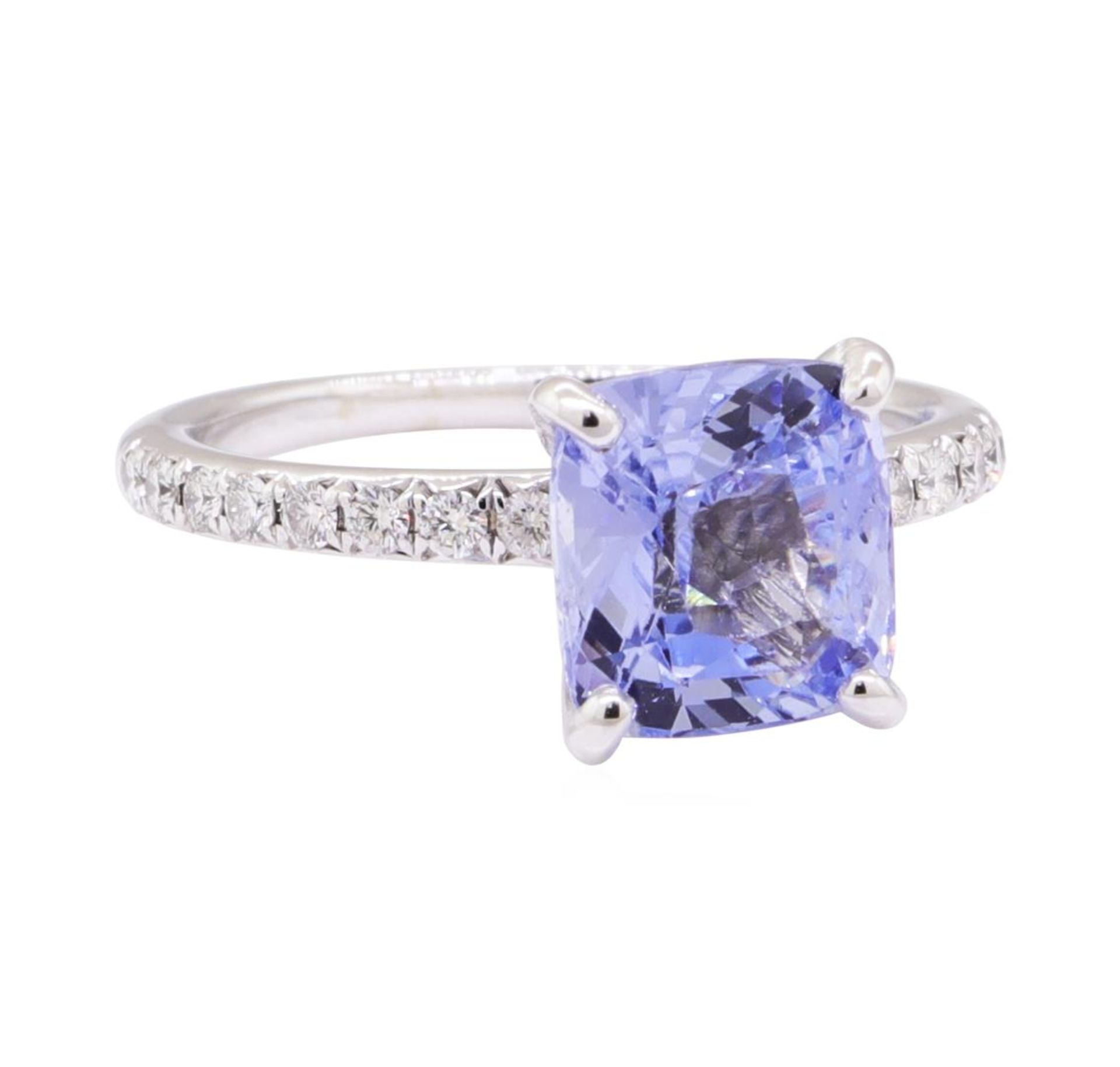 3.12ctw Blue Sapphire and Diamond Ring - 18KT White Gold