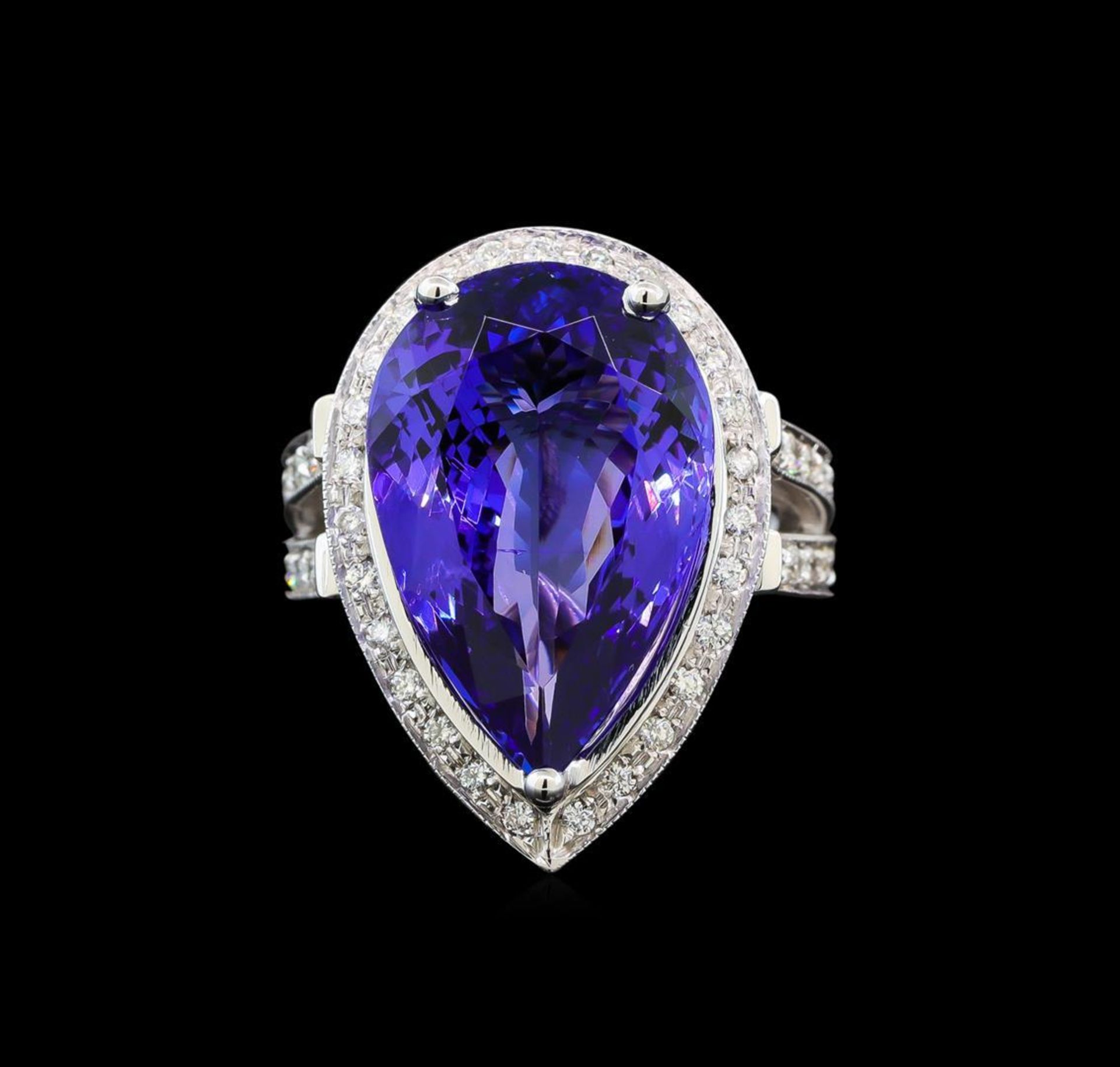 GIA Cert 13.42 ctw Tanzanite and Diamond Ring - 14KT White Gold - Image 2 of 6