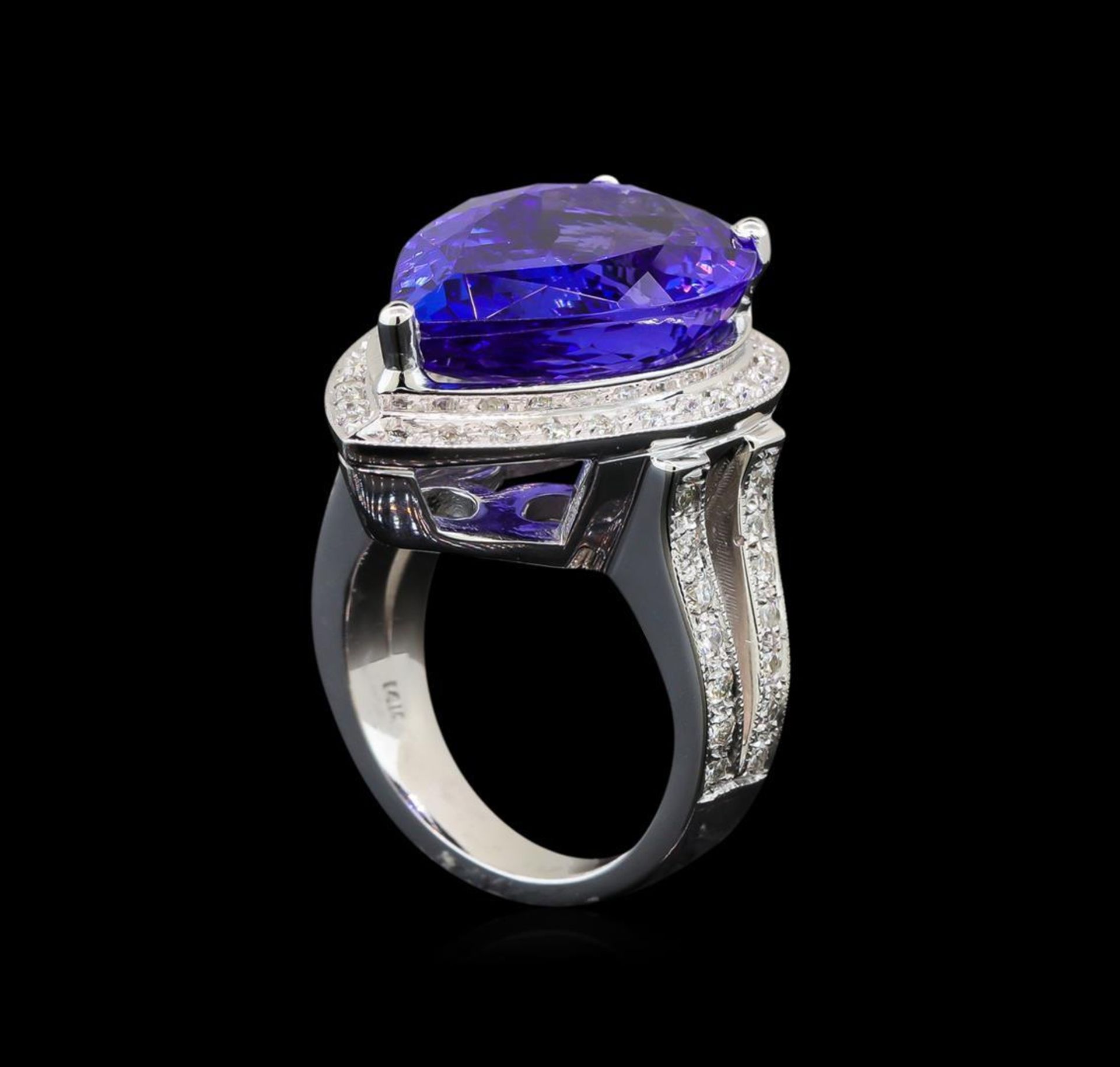 GIA Cert 13.42 ctw Tanzanite and Diamond Ring - 14KT White Gold - Image 4 of 6