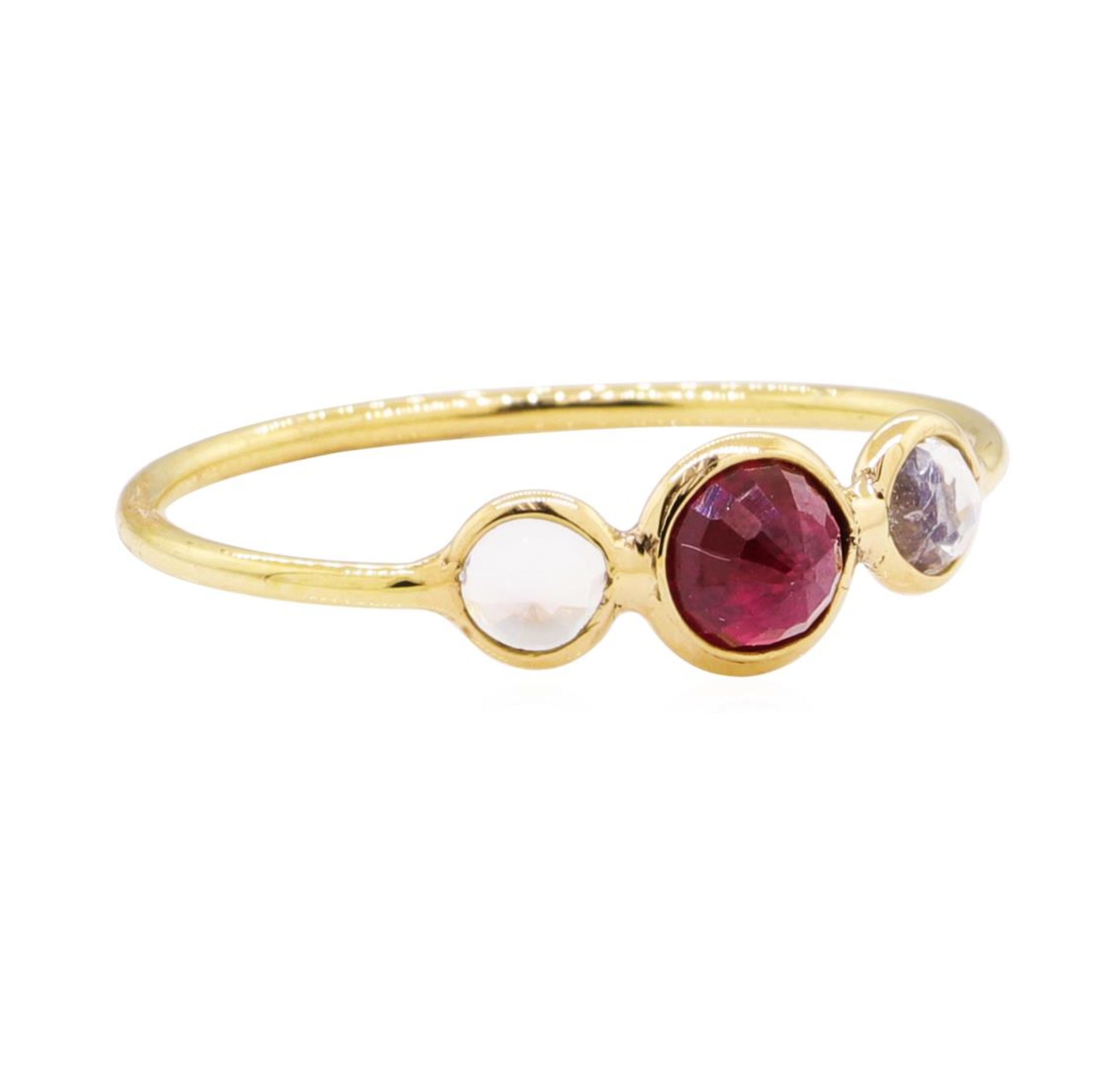1.20ctw Ruby and Moonstone Ring - 18KT Yellow Gold