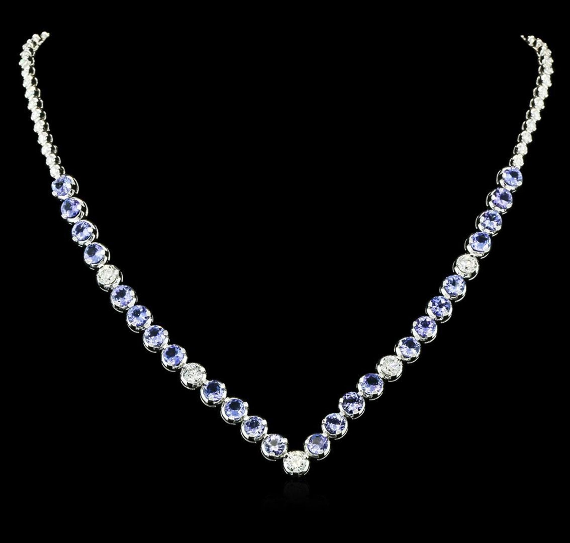14KT White Gold 11.52 ctw Tanzanite and Diamond Necklace - Image 2 of 3