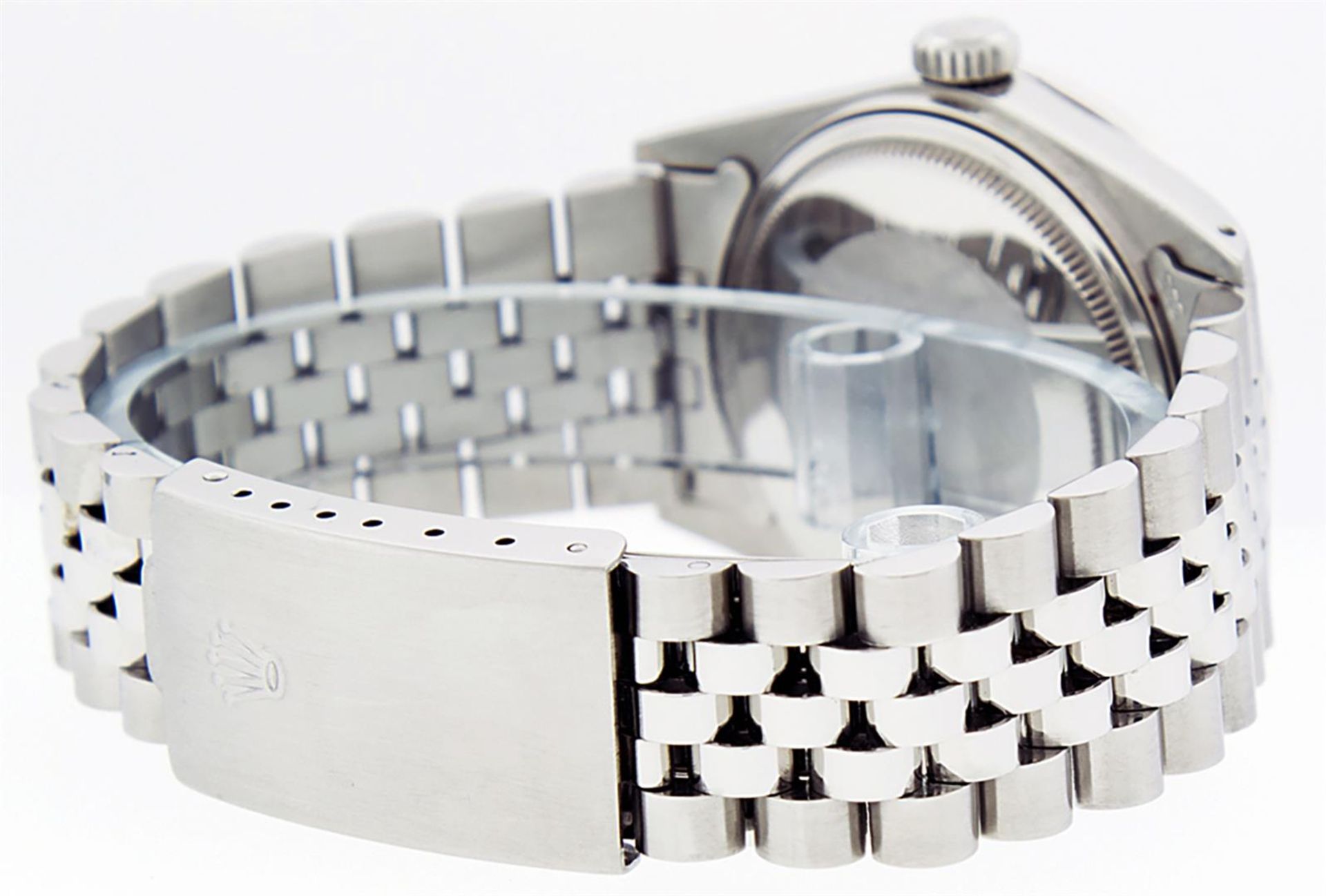 Rolex Mens Stainless Steel Black Diamond & Sapphire 36MM Datejust Wristwatch 36M - Image 6 of 9