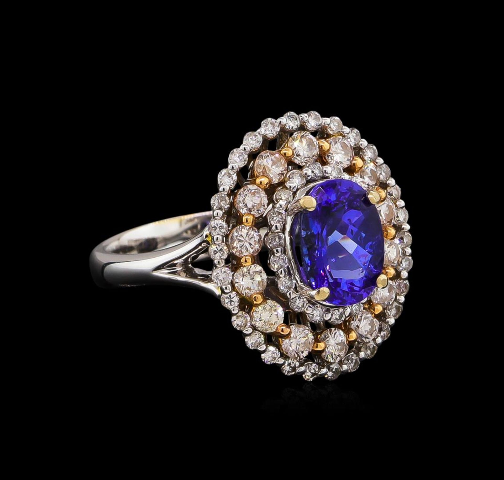 14KT Two-Tone Gold 1.73ct Tanzanite and Diamond Ring
