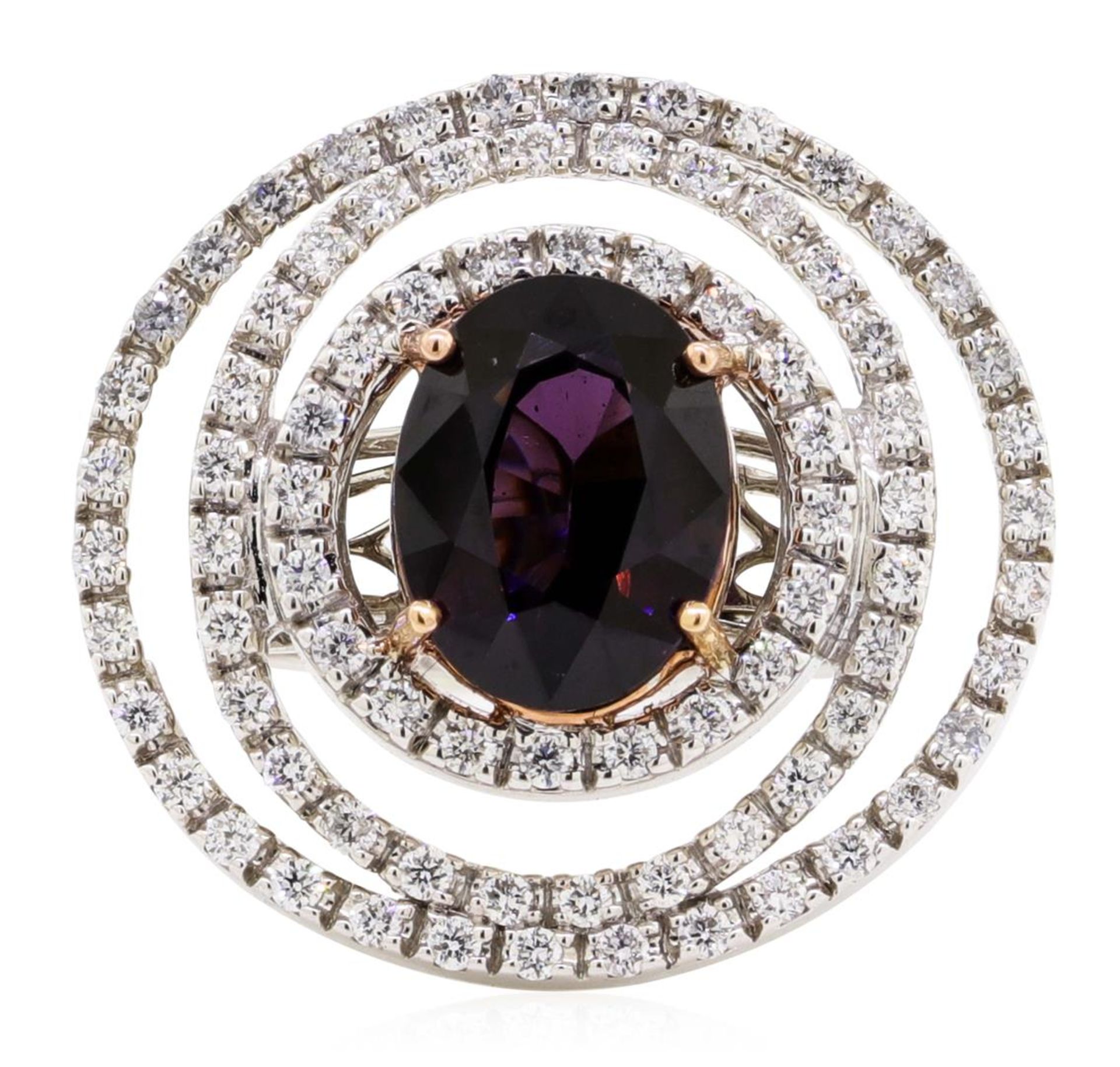 4.92 ctw Oval Mixed Lavender Spinel And Round Brilliant Cut Diamond Ring - 18KT - Image 2 of 5