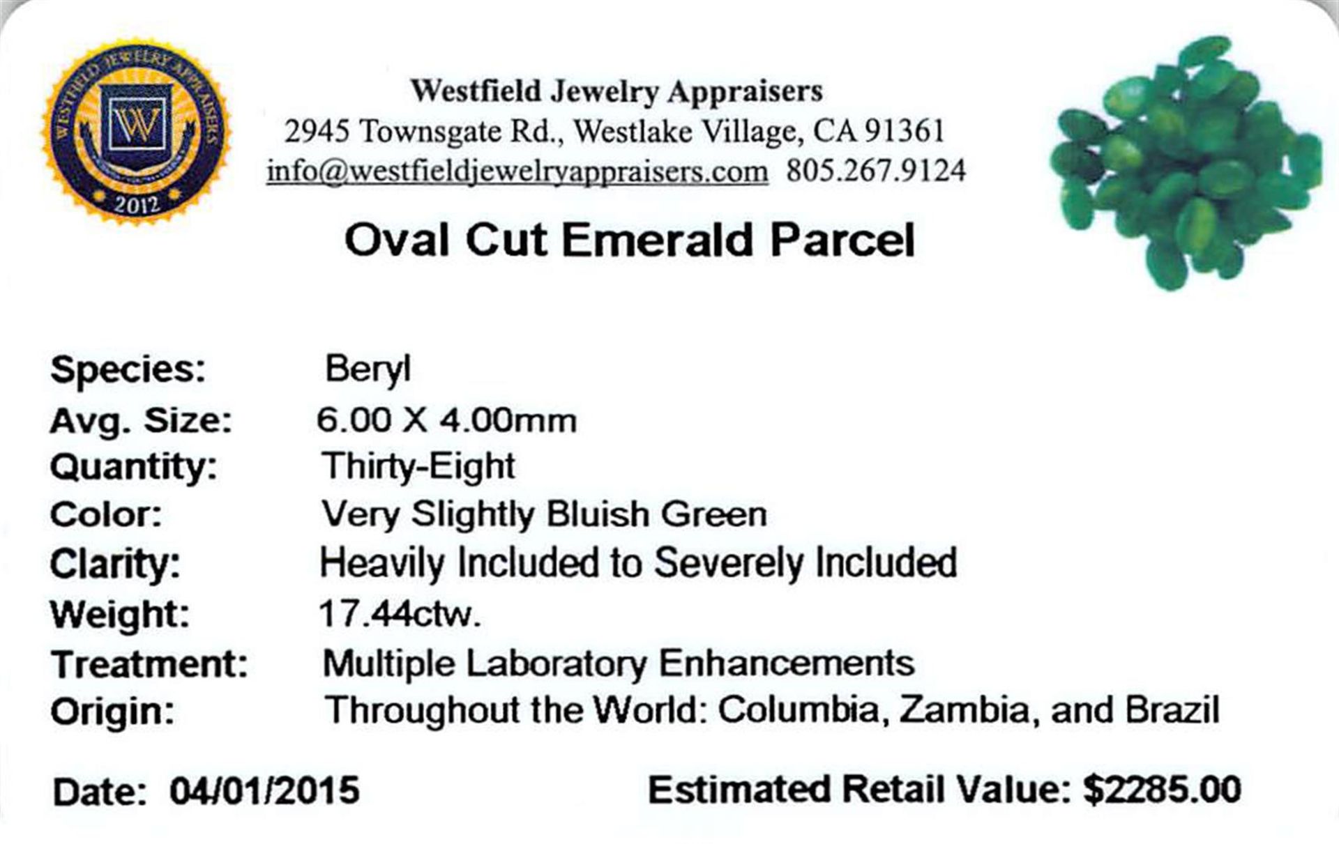 17.44 ctw Oval Mixed Emerald Parcel - Image 2 of 2