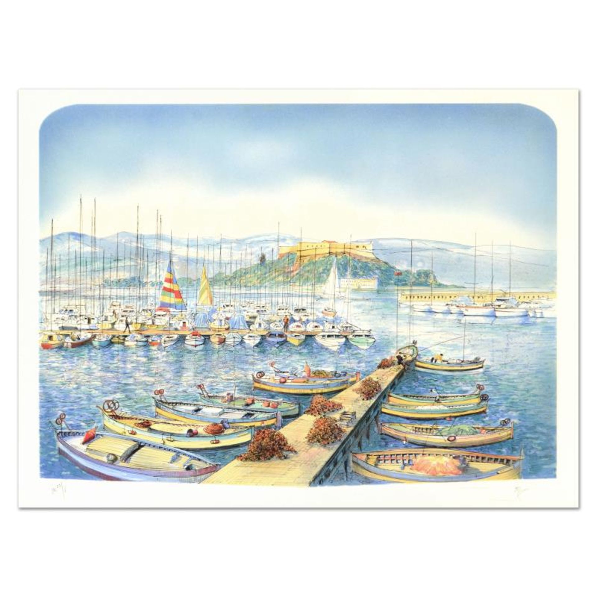 Rolf Rafflewski, "Docks" Limited Edition Lithograph, Numbered and Hand Signed.