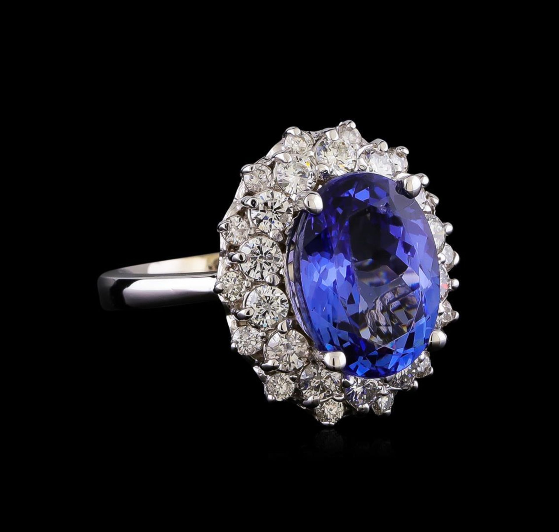 5.53 ctw Tanzanite and Diamond Ring - 14KT White Gold