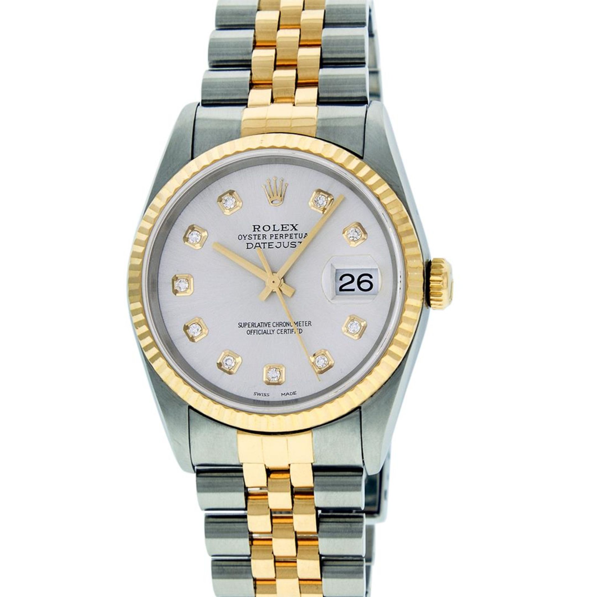 Rolex Mens 2 Tone Silver Diamond 36MM Datejust Wriswatch - Image 2 of 8