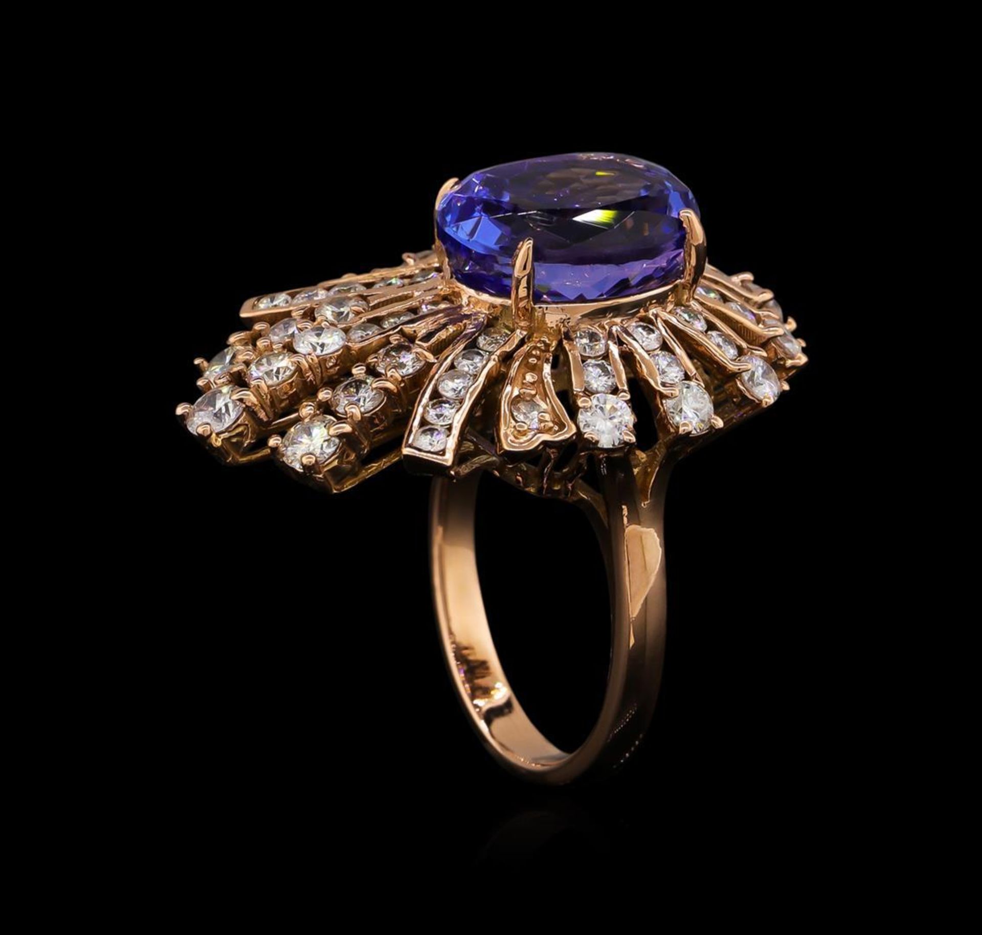 8.16 ctw Tanzanite and Diamond Ring - 14KT Rose Gold - Image 4 of 6