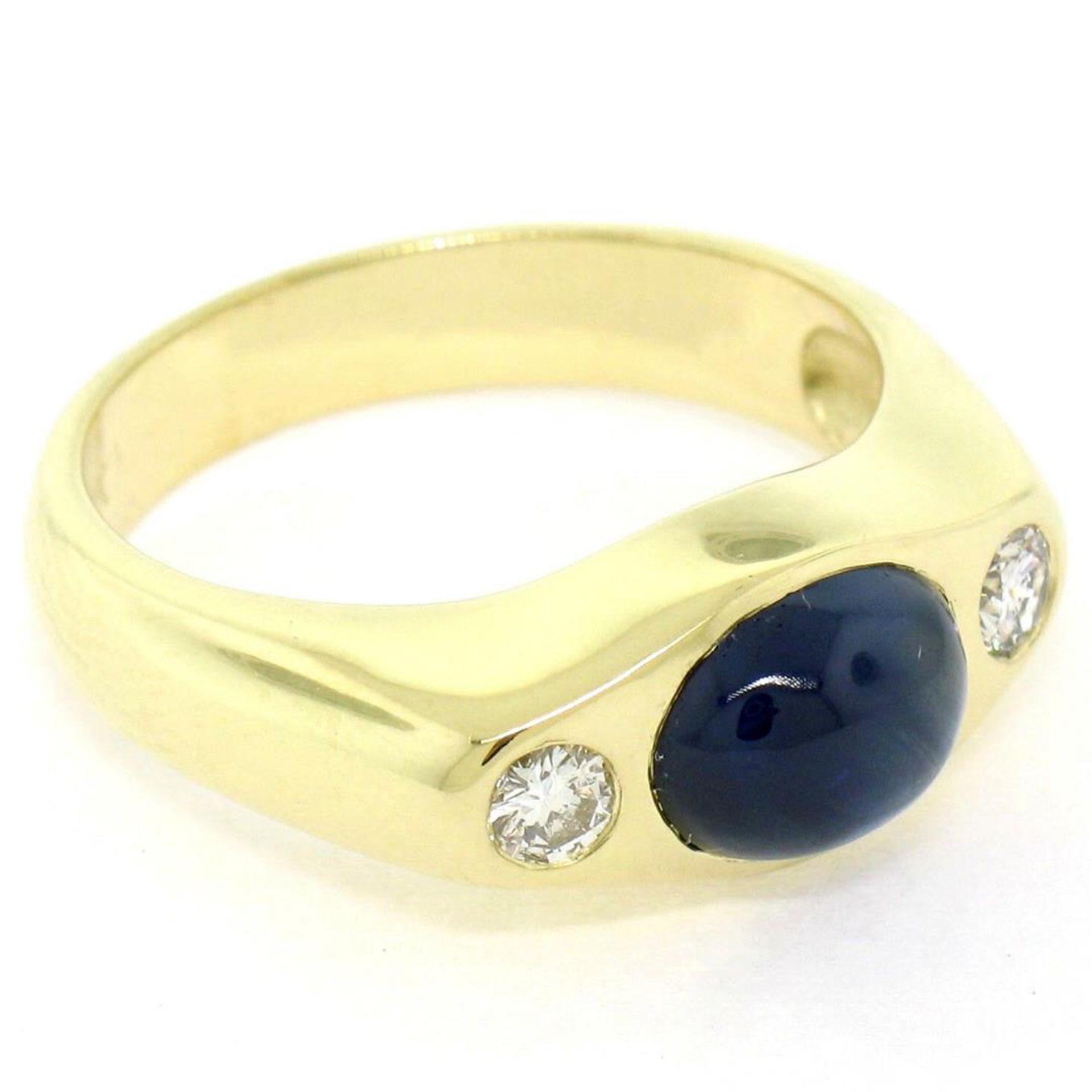 Men's Vintage 18K Yellow Gold 2.90 ctw Cabochon Sapphire & Diamond Band Ring Sz - Image 6 of 8
