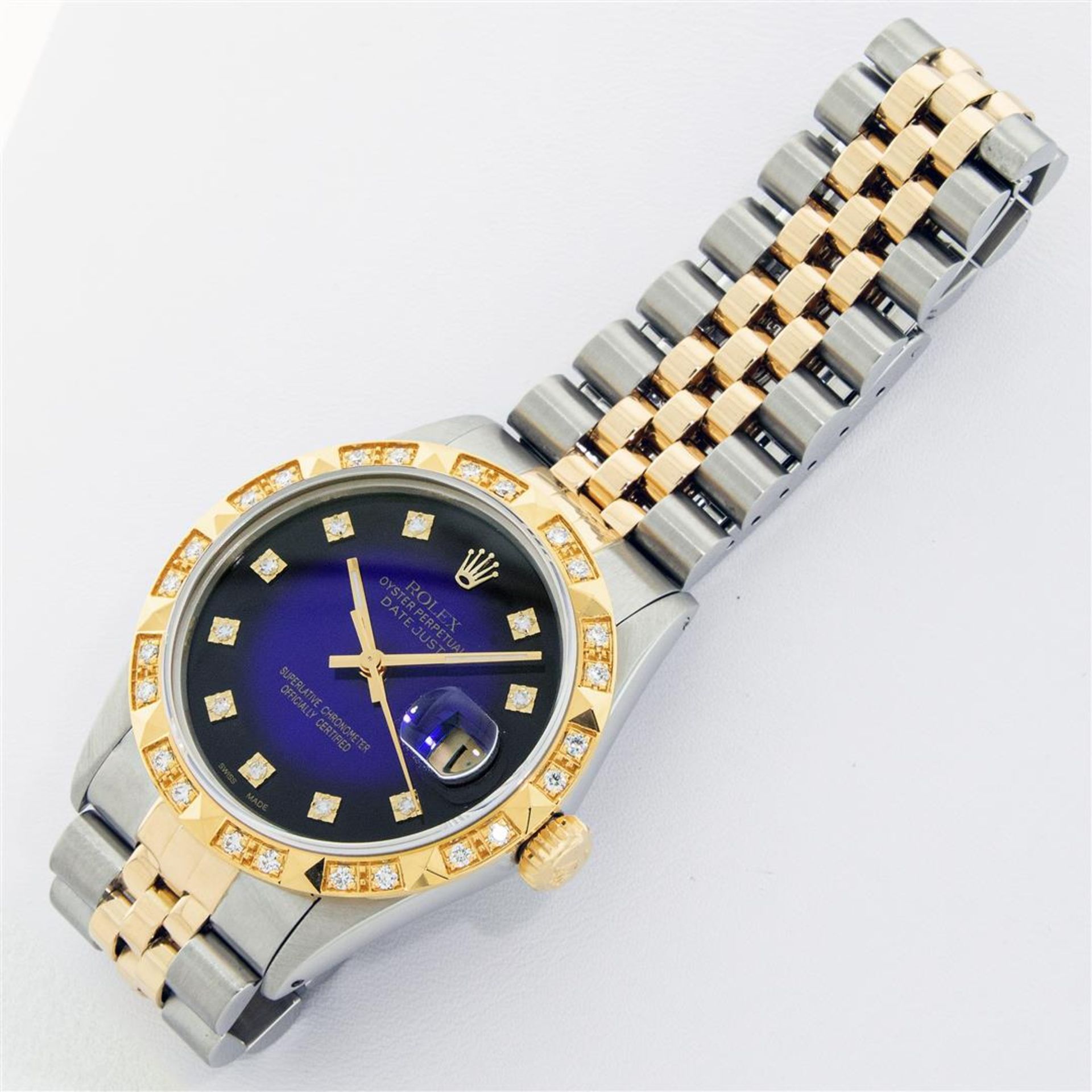 Rolex Mens 2 Tone Blue Vignette Diamond Datejust Oyster Perpetual Datejust 36MM - Image 7 of 9