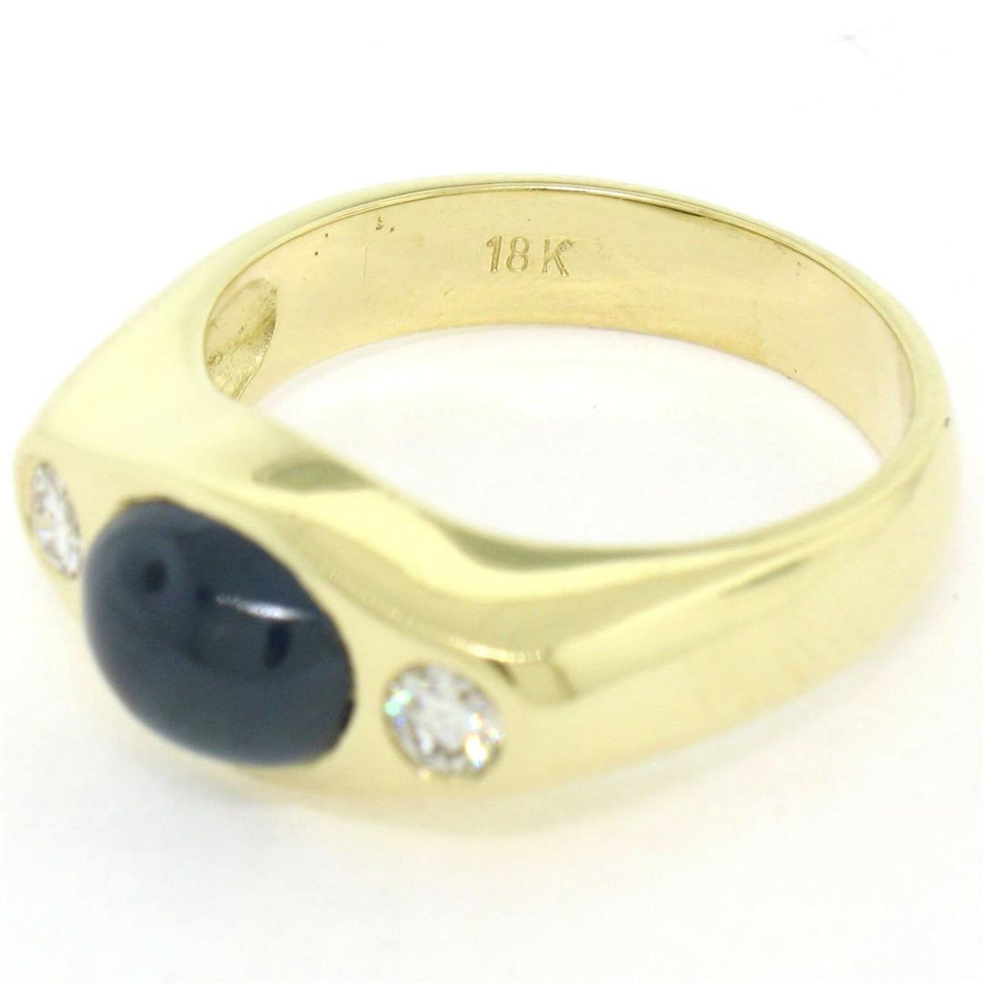 Men's Vintage 18K Yellow Gold 2.90 ctw Cabochon Sapphire & Diamond Band Ring Sz - Image 8 of 8