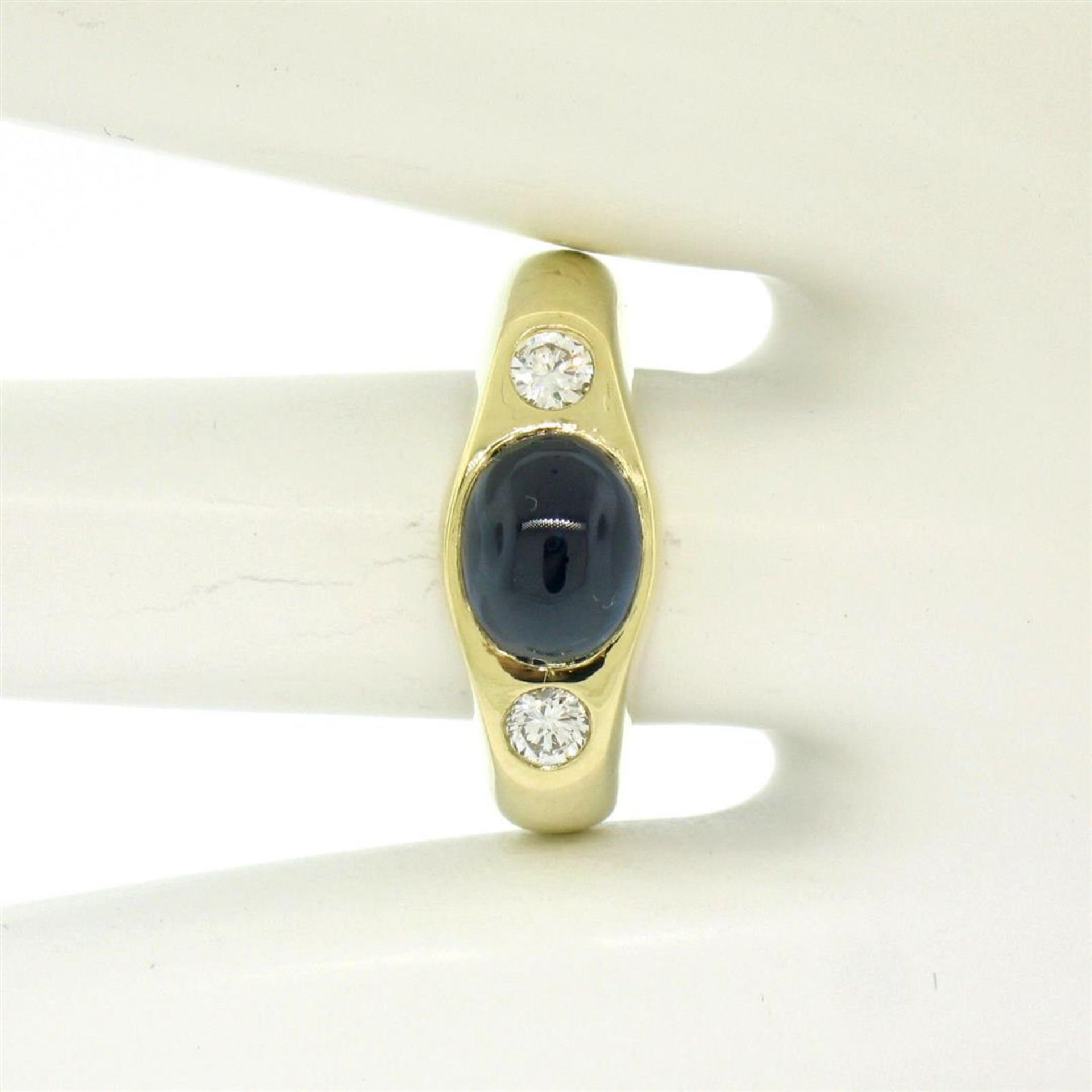 Men's Vintage 18K Yellow Gold 2.90 ctw Cabochon Sapphire & Diamond Band Ring Sz - Image 5 of 8