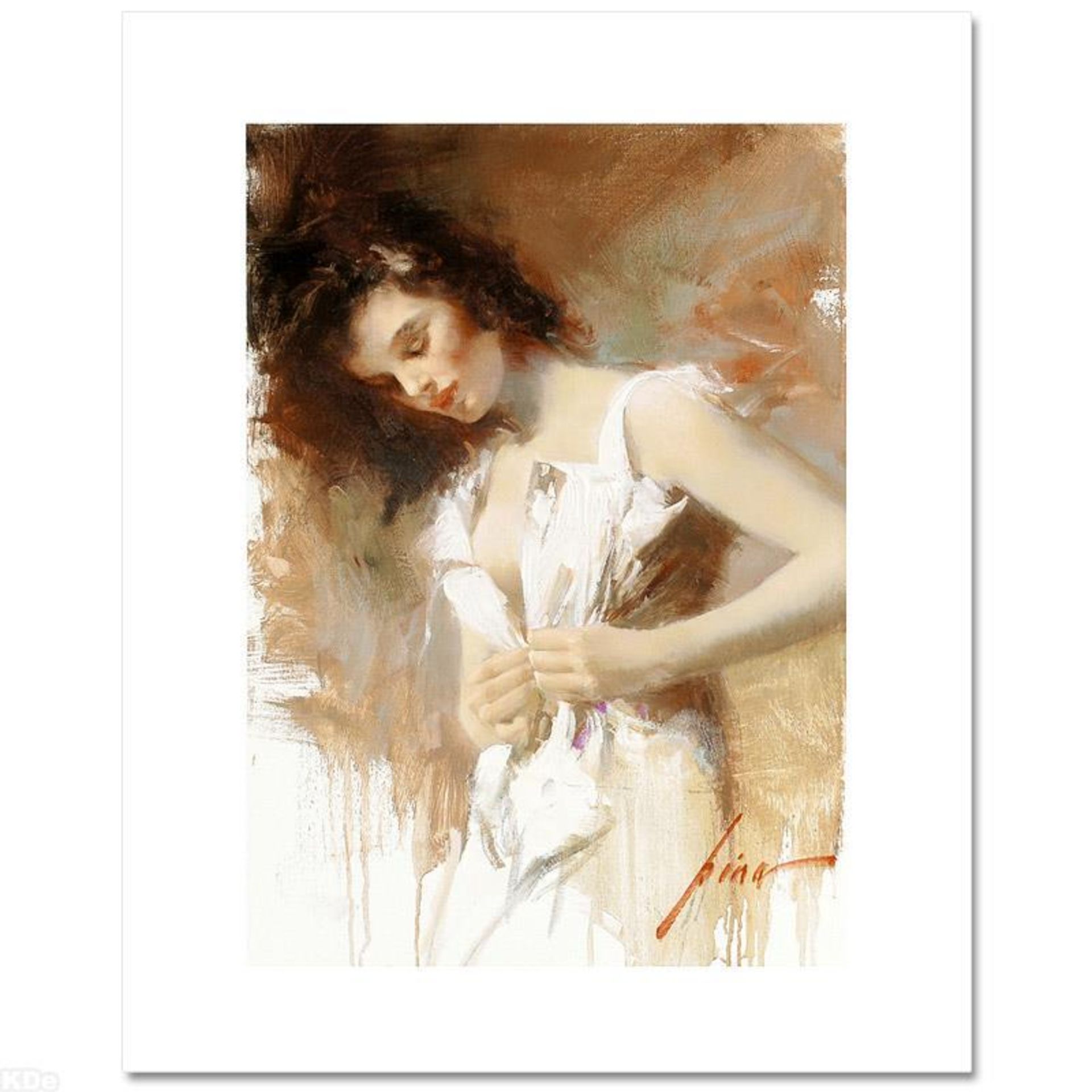 Pino (1931-2010), "White Camisole" Limited Edition on Canvas, Numbered and Hand