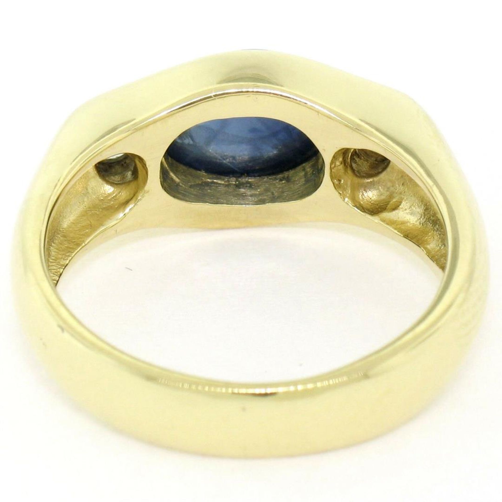 Men's Vintage 18K Yellow Gold 2.90 ctw Cabochon Sapphire & Diamond Band Ring Sz - Image 7 of 8