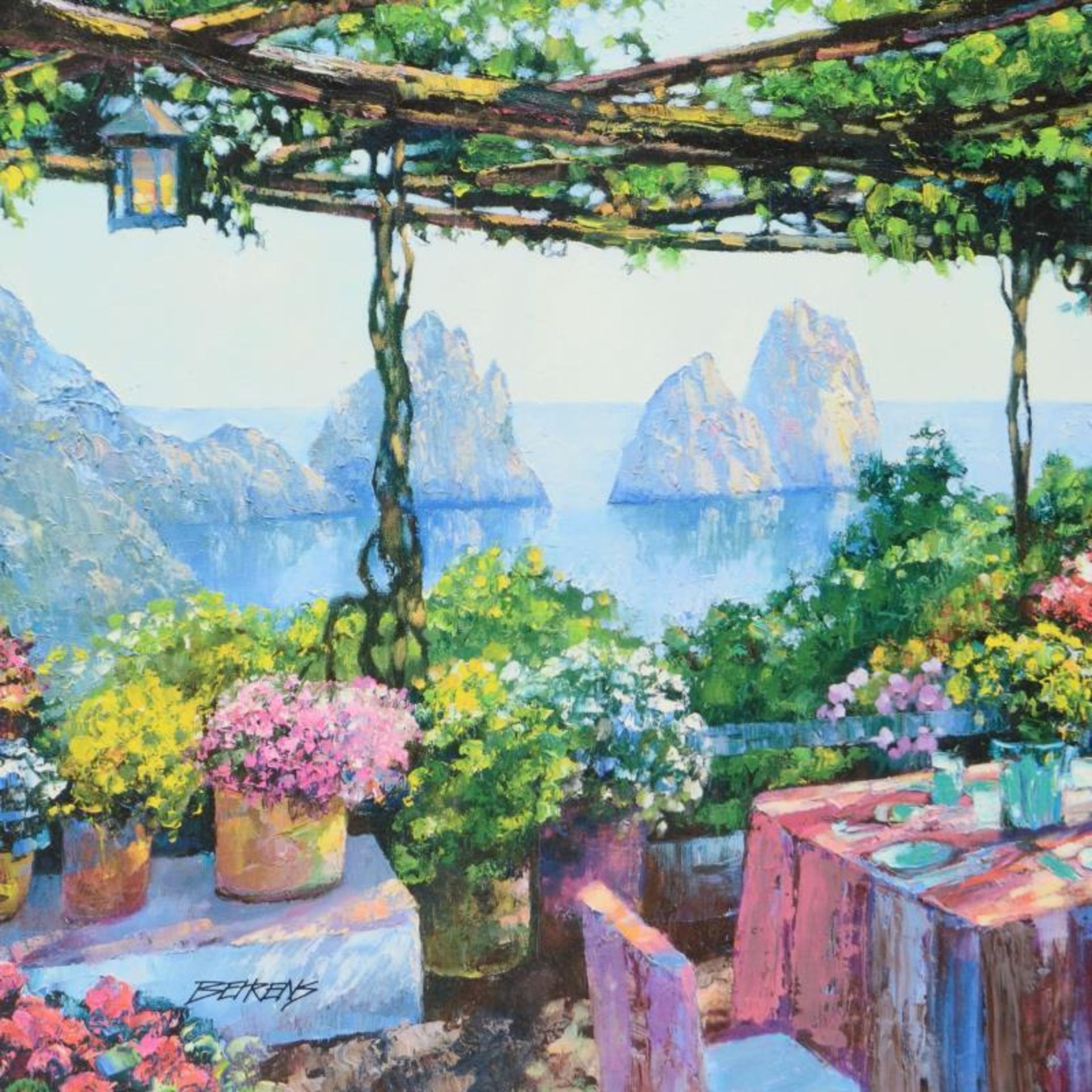 Howard Behrens (1933-2014), "Table For Two, Capri" Limited Edition on Canvas, Nu - Image 2 of 2