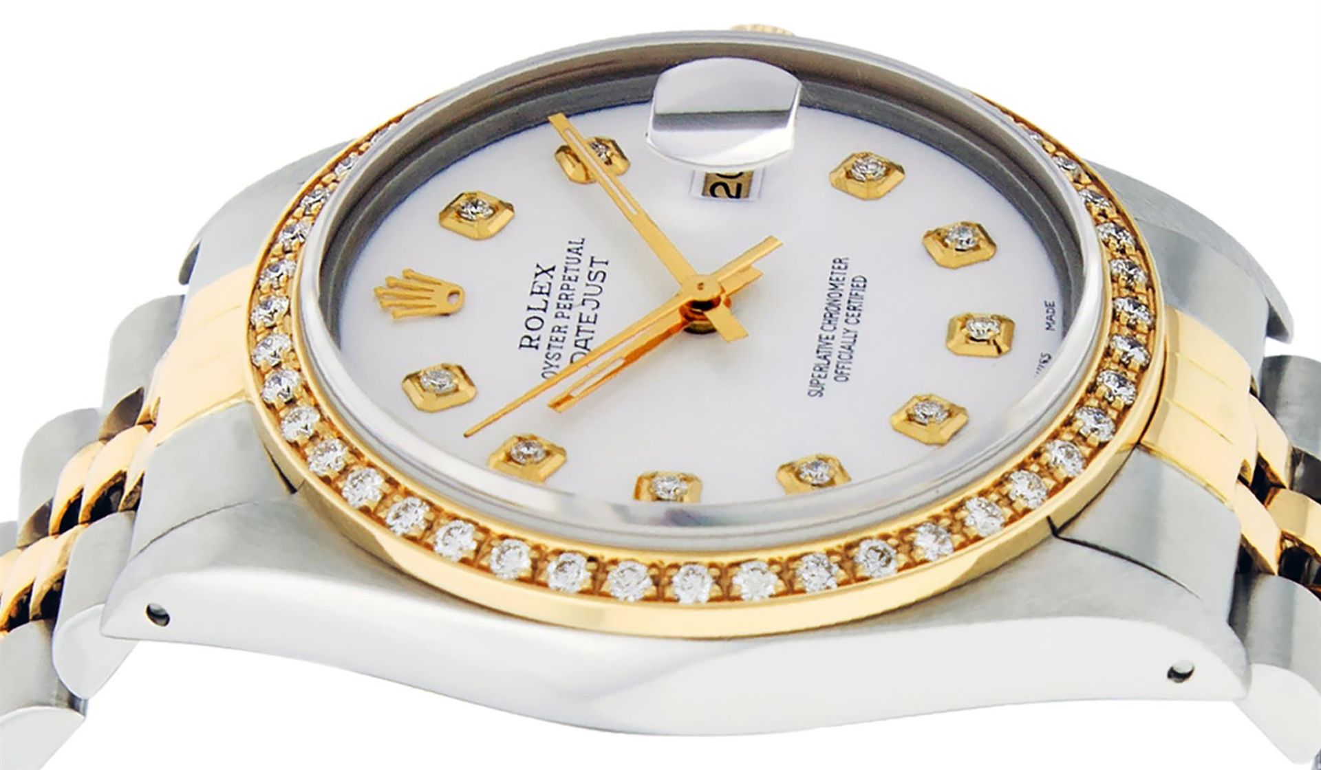 Rolex Mens 2 Tone White Diamond 36MM Datejust Wristwatch - Image 9 of 9