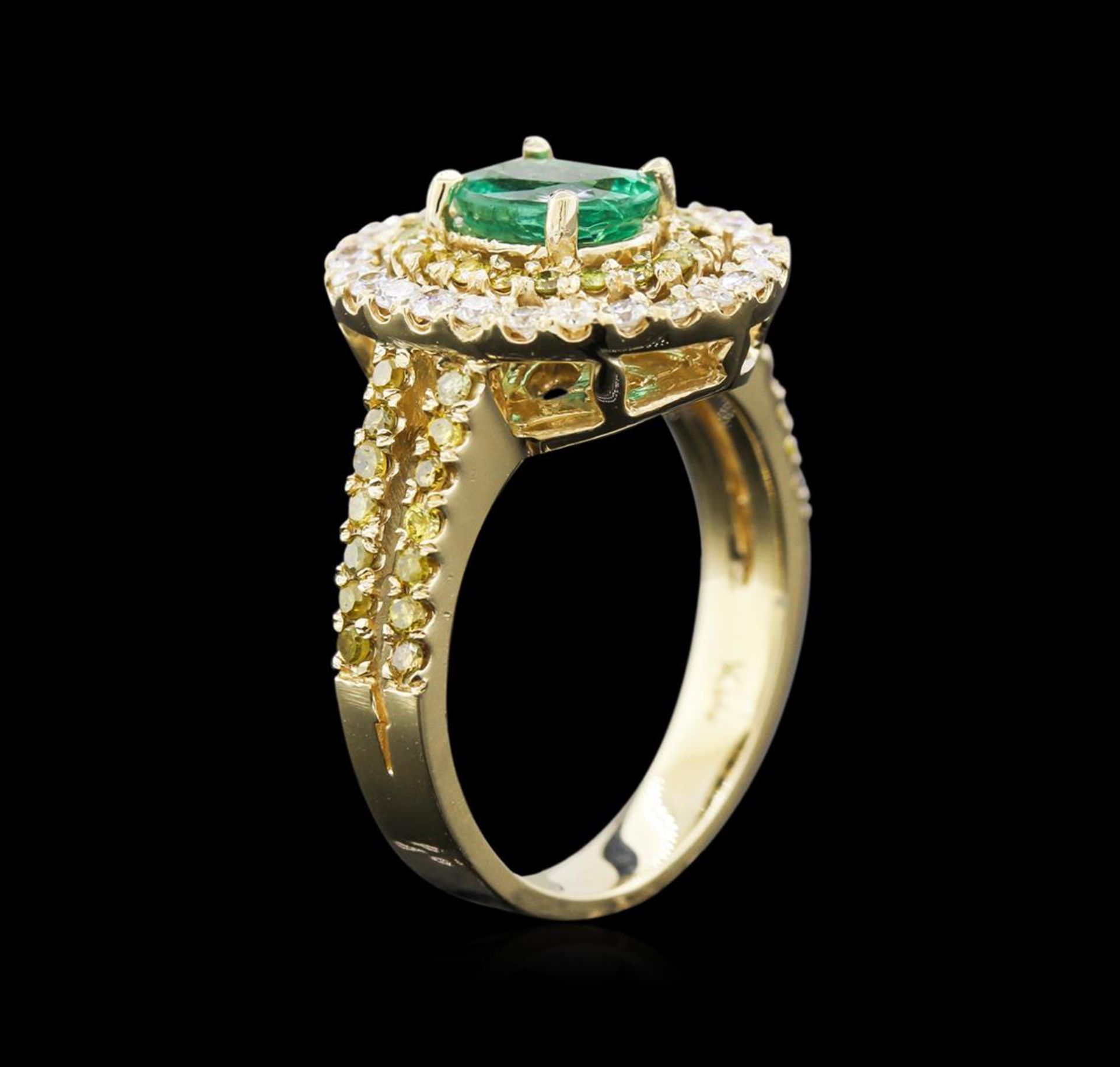 0.88 ctw Emerald and Diamond Ring - 14KT Yellow Gold - Image 3 of 3
