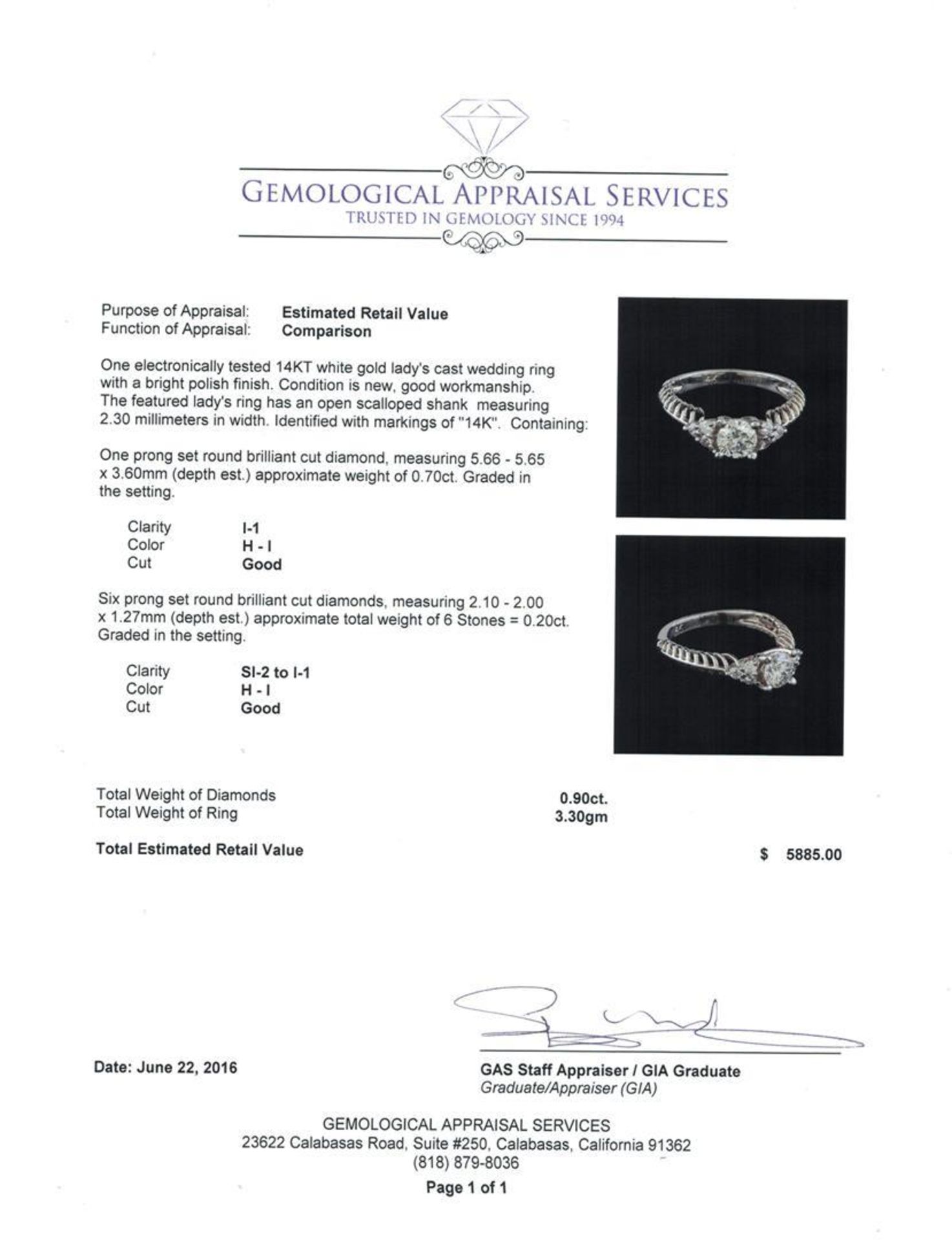 0.90 ctw Diamond Ring - 14KT White Gold - Image 5 of 5