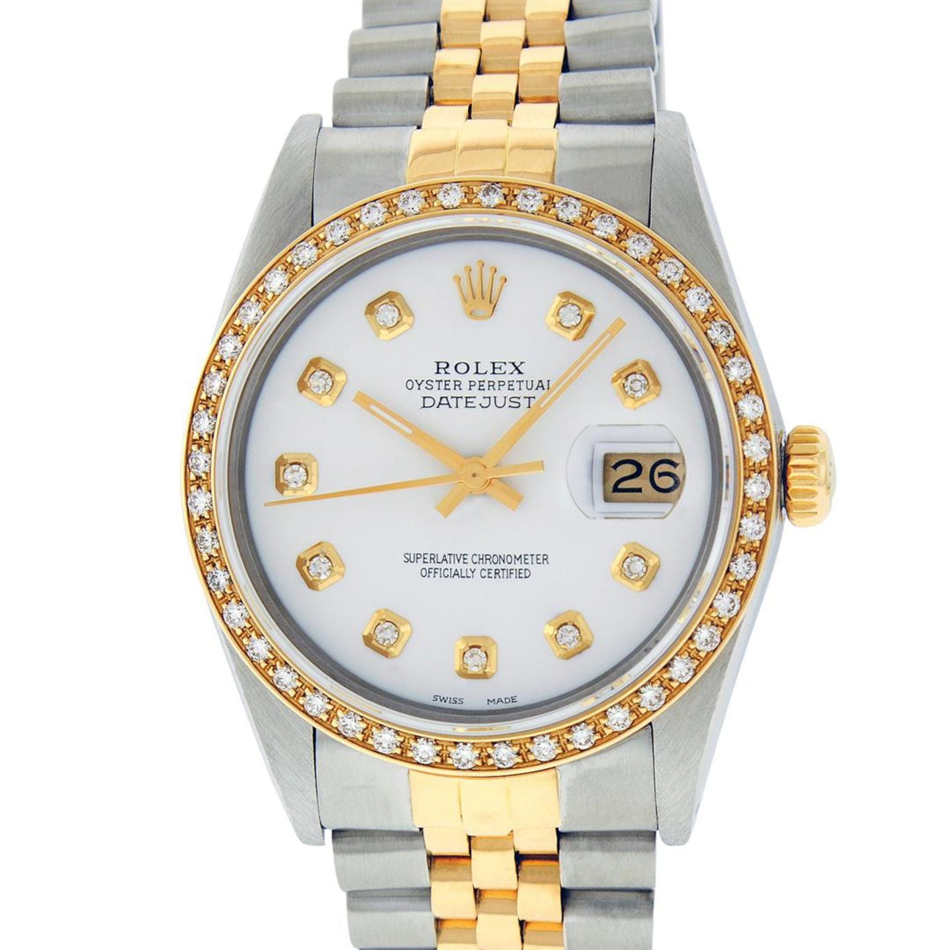 Rolex Mens 2 Tone White Diamond 36MM Datejust Wristwatch - Image 3 of 9