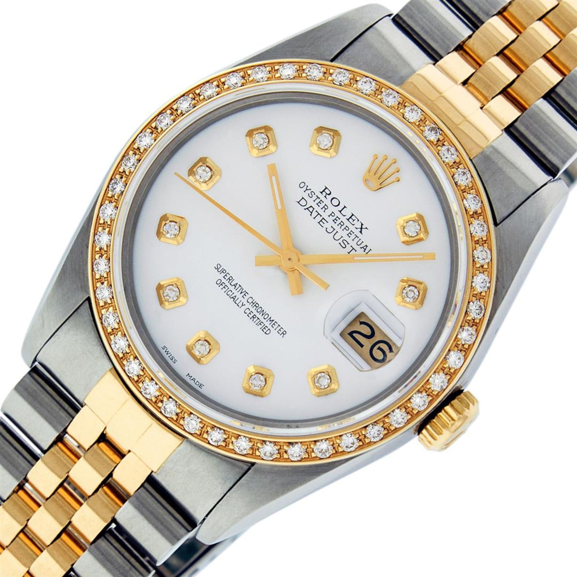 Rolex Mens 2 Tone White Diamond 36MM Datejust Wristwatch - Image 2 of 9