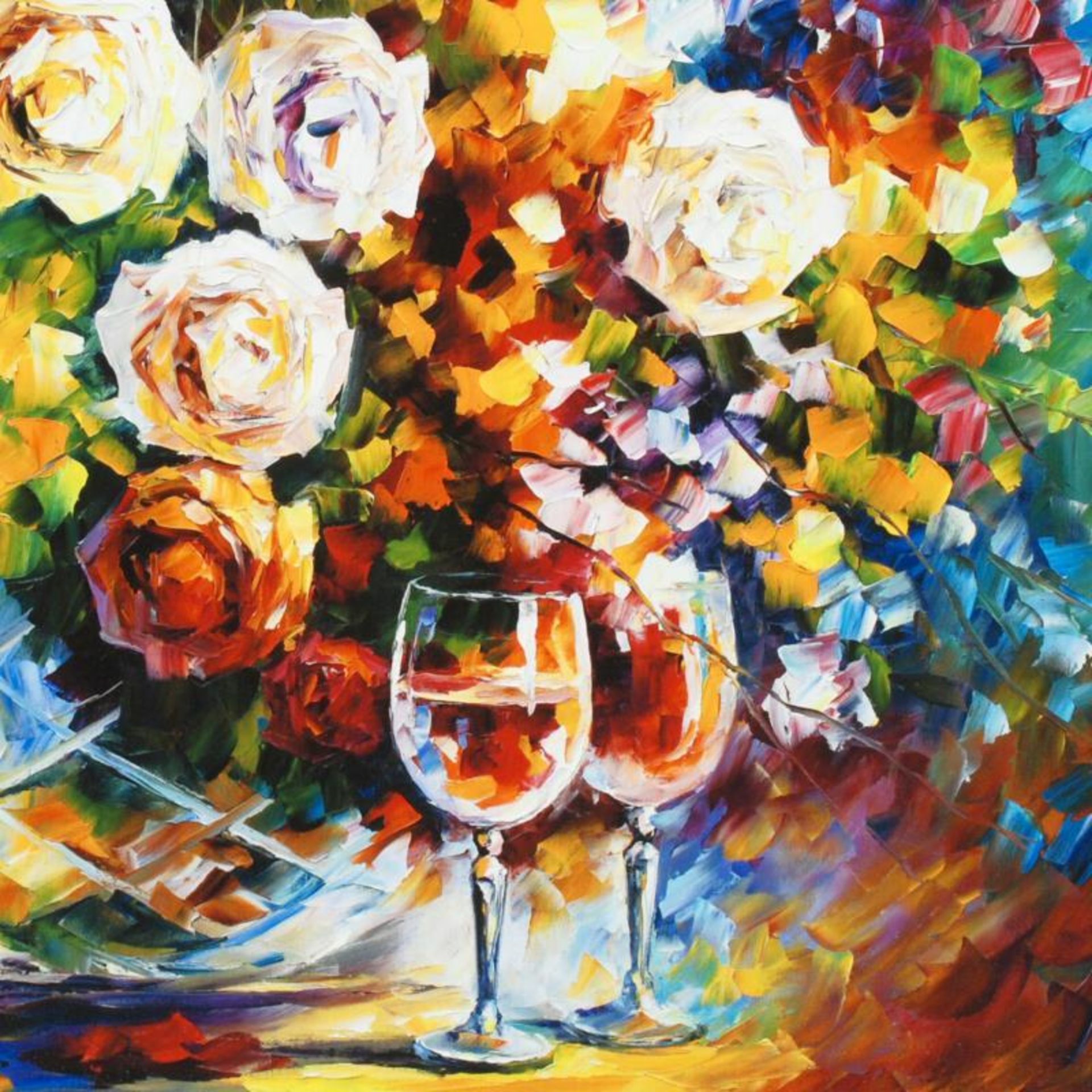 Leonid Afremov (1955-2019) "Roses and Wine" Limited Edition Giclee on Canvas, Nu - Image 2 of 3