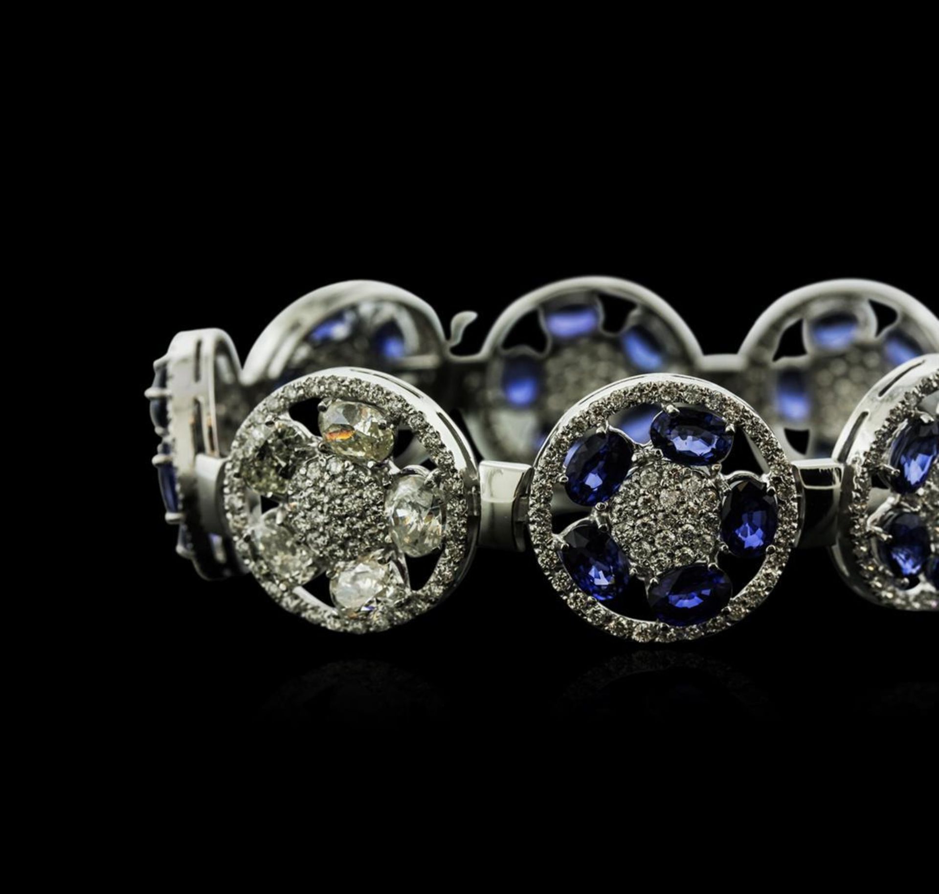 14KT White Gold 21.00 ctw Sapphire and Diamond Bracelet - Image 2 of 4