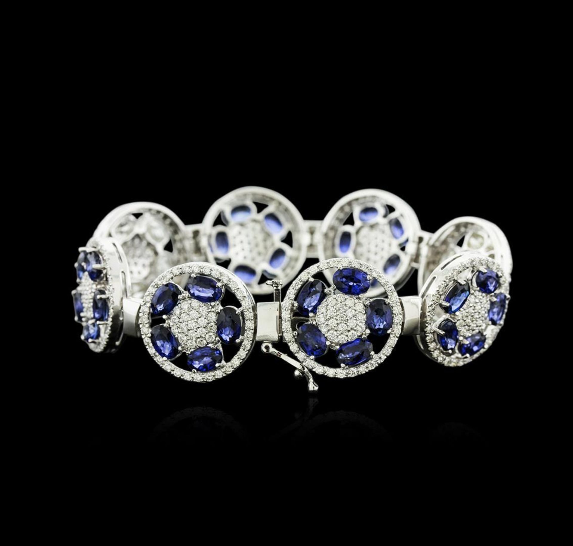 14KT White Gold 21.00 ctw Sapphire and Diamond Bracelet - Image 3 of 4