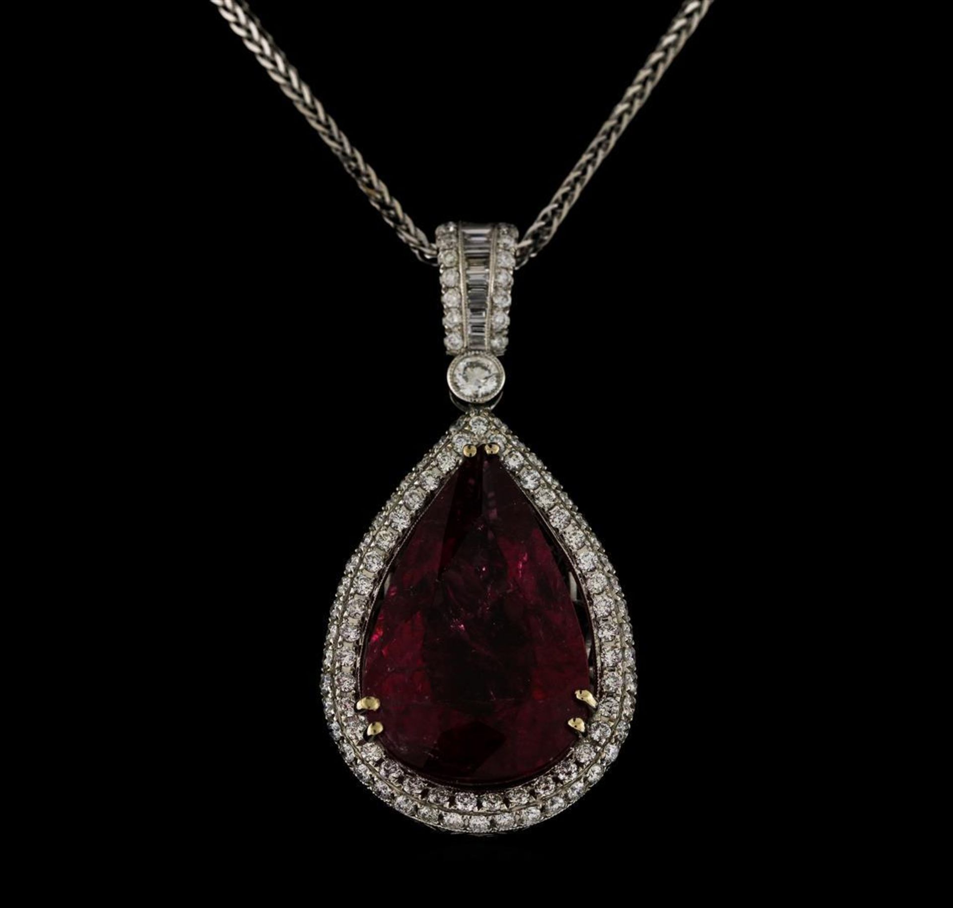 17.94 ctw Tourmaline and Diamond Pendant With Chain - 18KT White Gold - Image 2 of 3