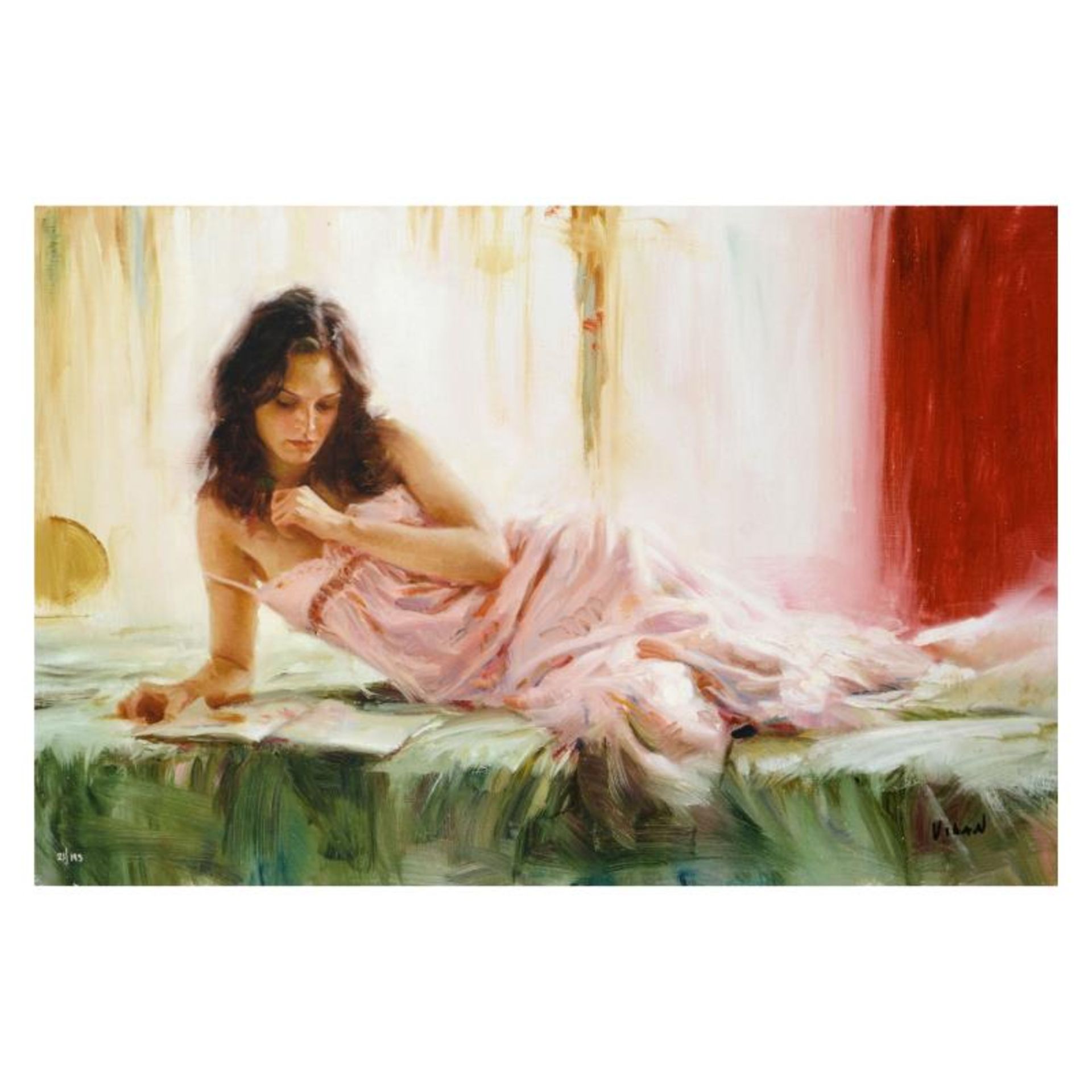 Vidan, "In Repose" Limited Edition on Canvas, Numbered and Hand Signed with Cert