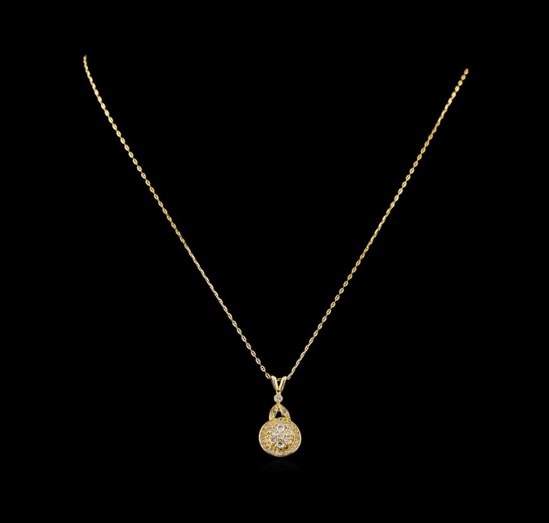 14KT Yellow Gold 0.37 ctw Diamond Pendant With Chain - Image 2 of 4